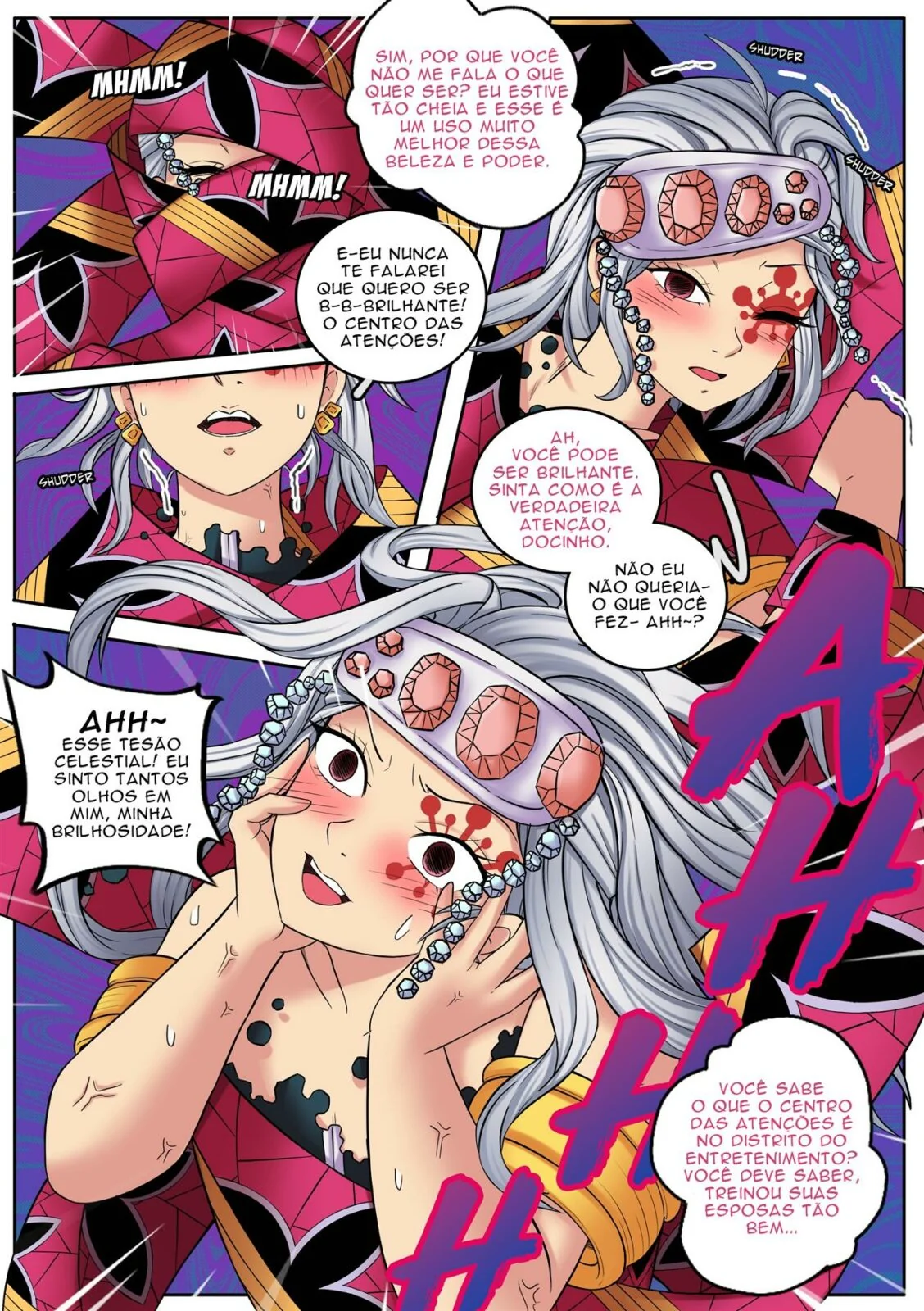 Rola no Distrito da Luz Vermelha: Daki transforma Uzui em futanari no Hentai HQ de Demon Slayer