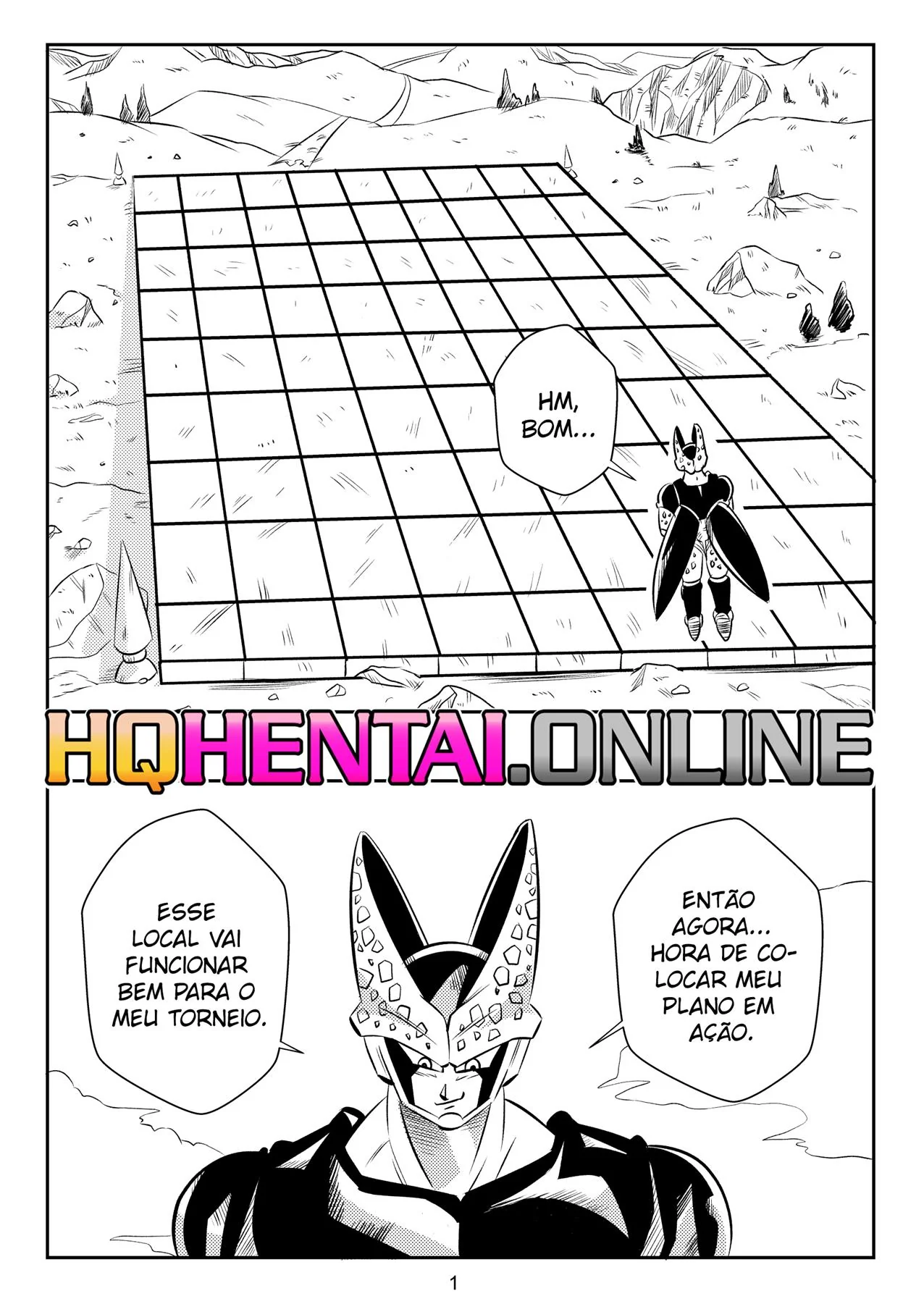 Cell Desafiando e Comendo Bucetas na TV – Dragon Ball Hentai HQ Brasileiro