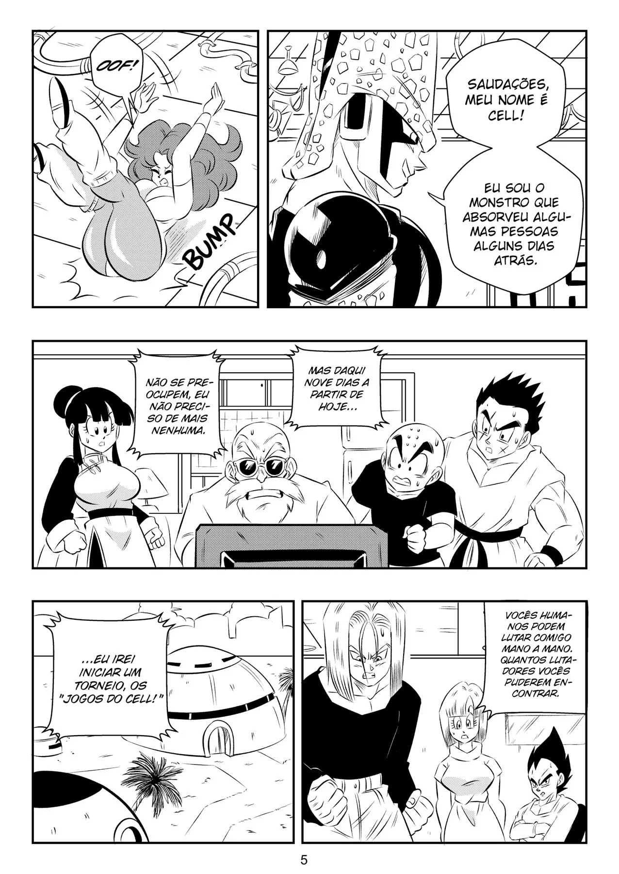 Cell Desafiando e Comendo Bucetas na TV – Dragon Ball Hentai HQ Brasileiro