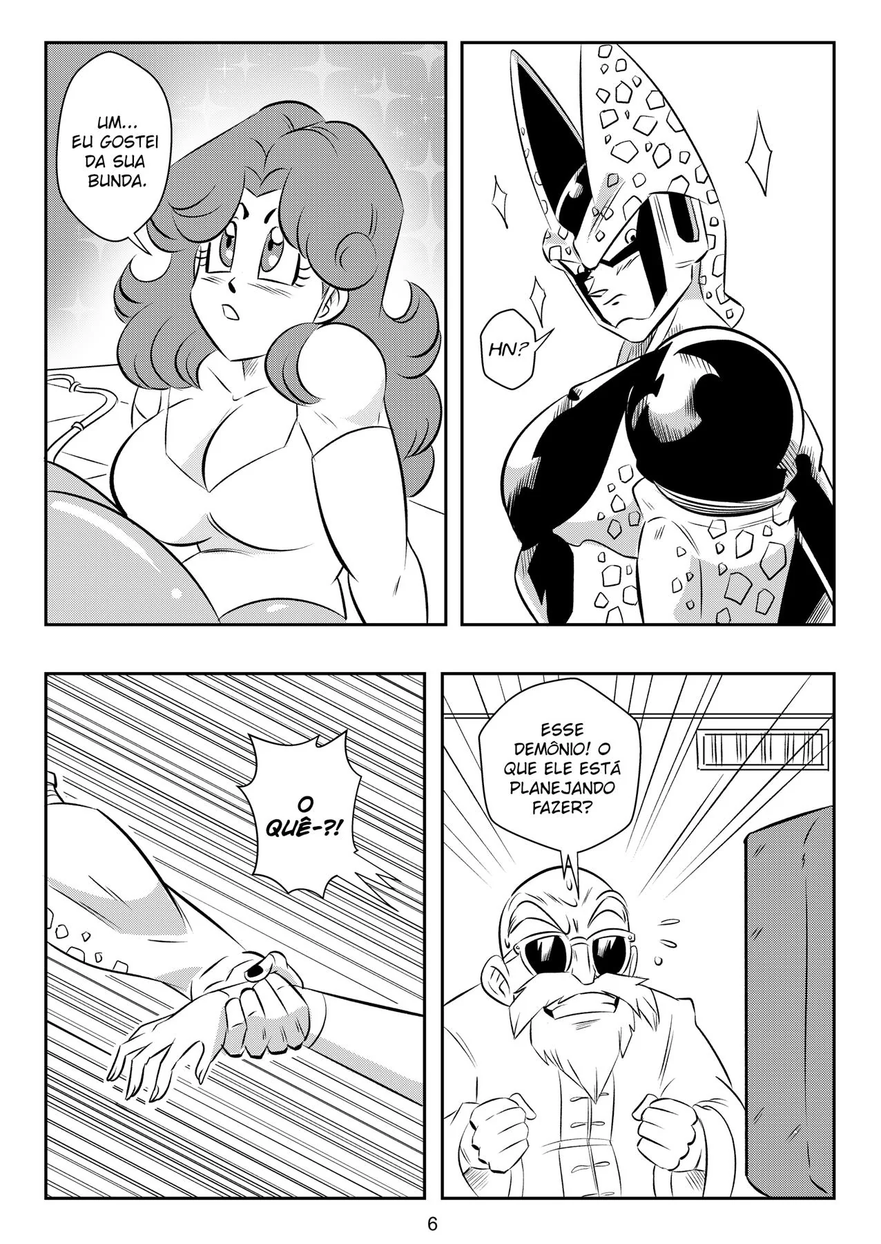Cell Desafiando e Comendo Bucetas na TV – Dragon Ball Hentai HQ Brasileiro