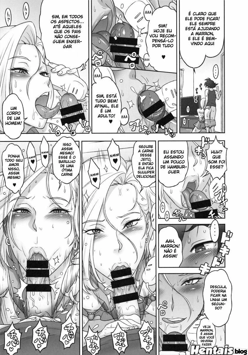 Goten fodendo a Androide 18 sem camisinha em Dragon Ball Hentai HQ Brasileiro