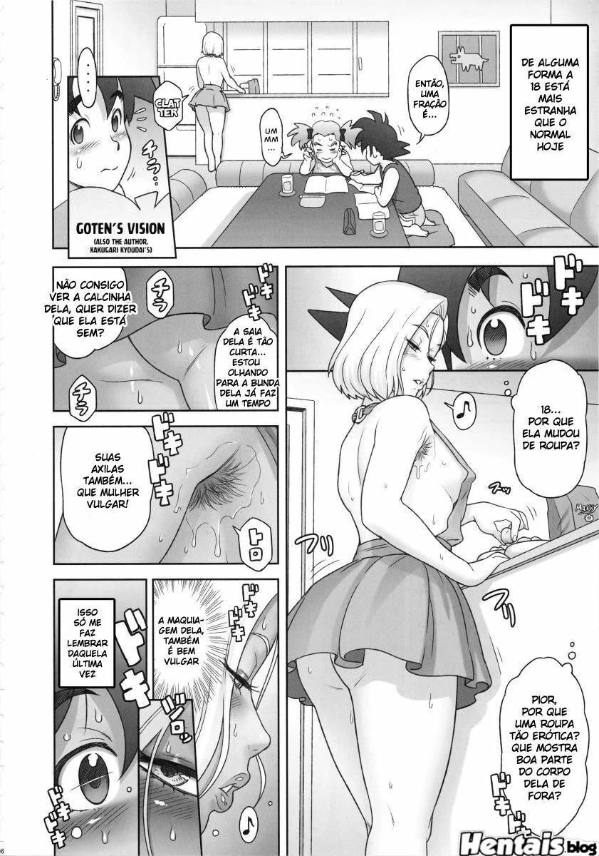 Goten fodendo a Androide 18 sem camisinha em Dragon Ball Hentai HQ Brasileiro