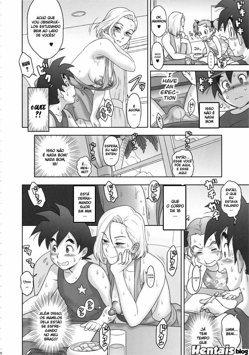 Goten fodendo a Androide 18 sem camisinha em Dragon Ball Hentai HQ Brasileiro