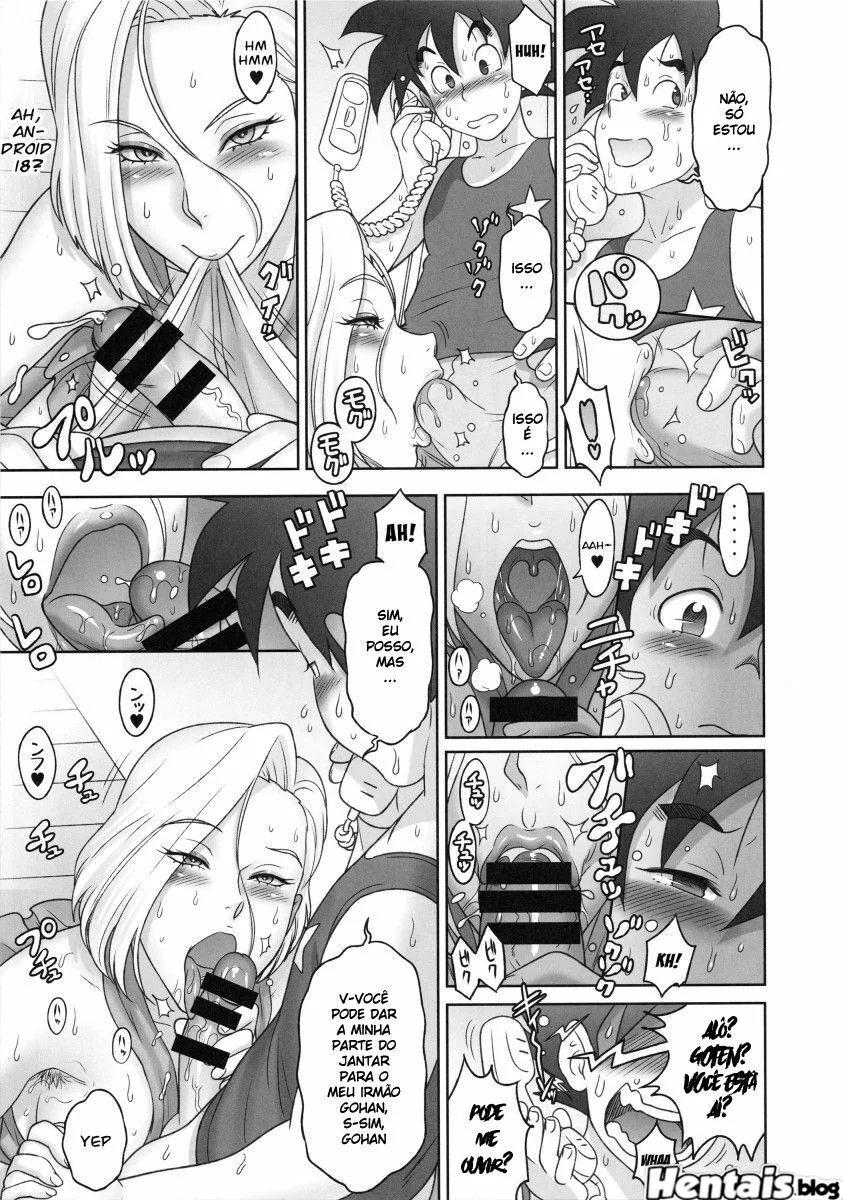Goten fodendo a Androide 18 sem camisinha em Dragon Ball Hentai HQ Brasileiro