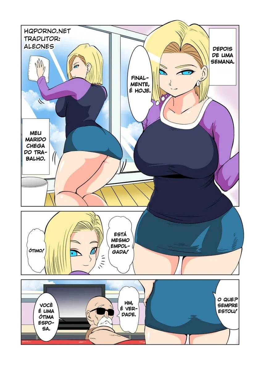 Dragon Ball Hentai: Mestre Kame Arromba Buceta da Piranha da Androide 18 em HQ Brasileiro