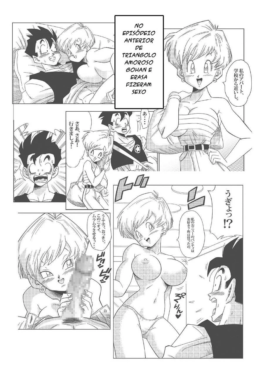 Dragon Ball Hentai: Triângulo Amoroso Vol.02 – Erasa provoca Gohan com sua buceta em casa – Em hentai HQ