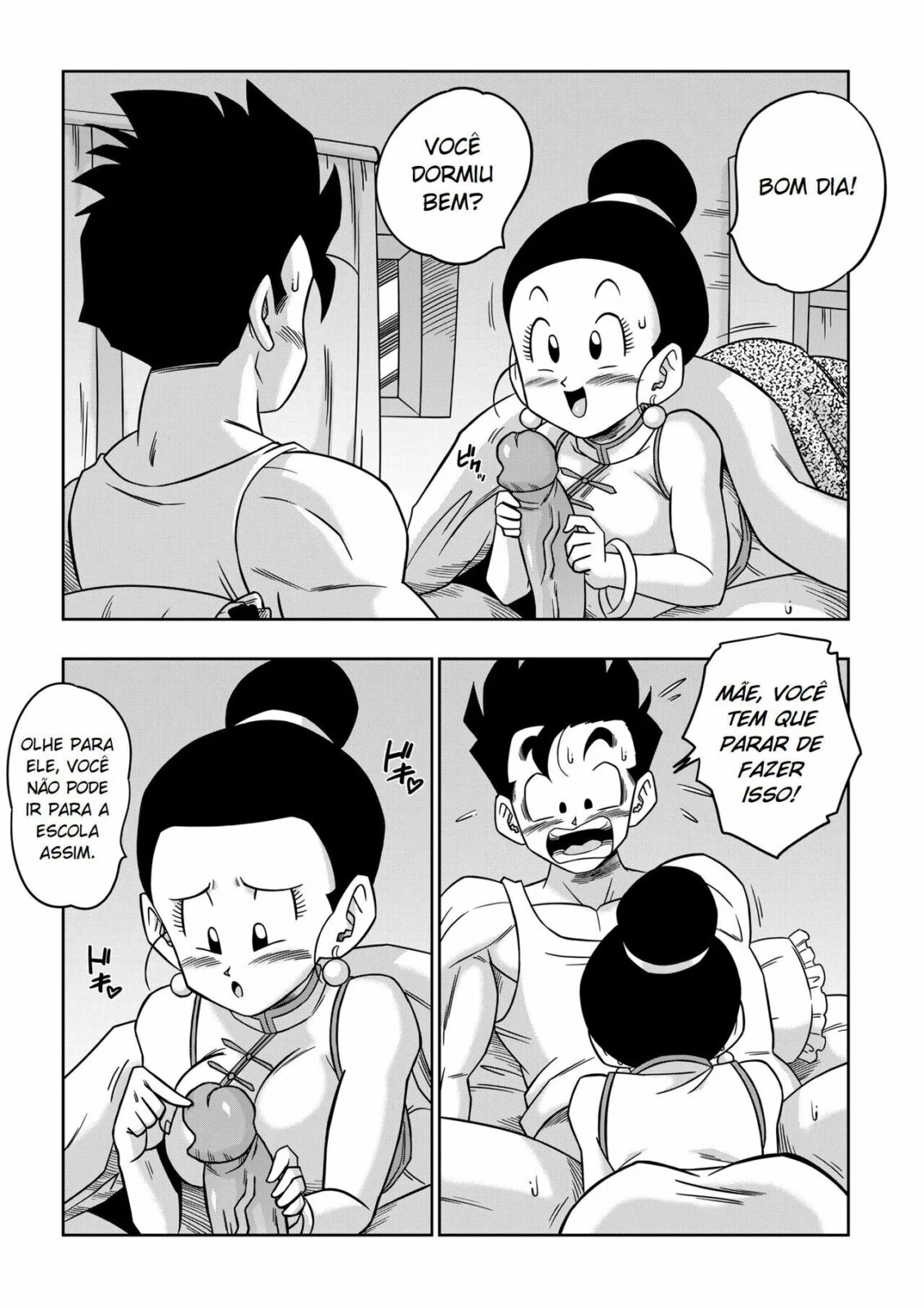 Dragon Ball Hentai: Triângulo Amoroso Vol.05 – Erasa Seduz Gohan em Casa da Piranha em HQ Brasileiro