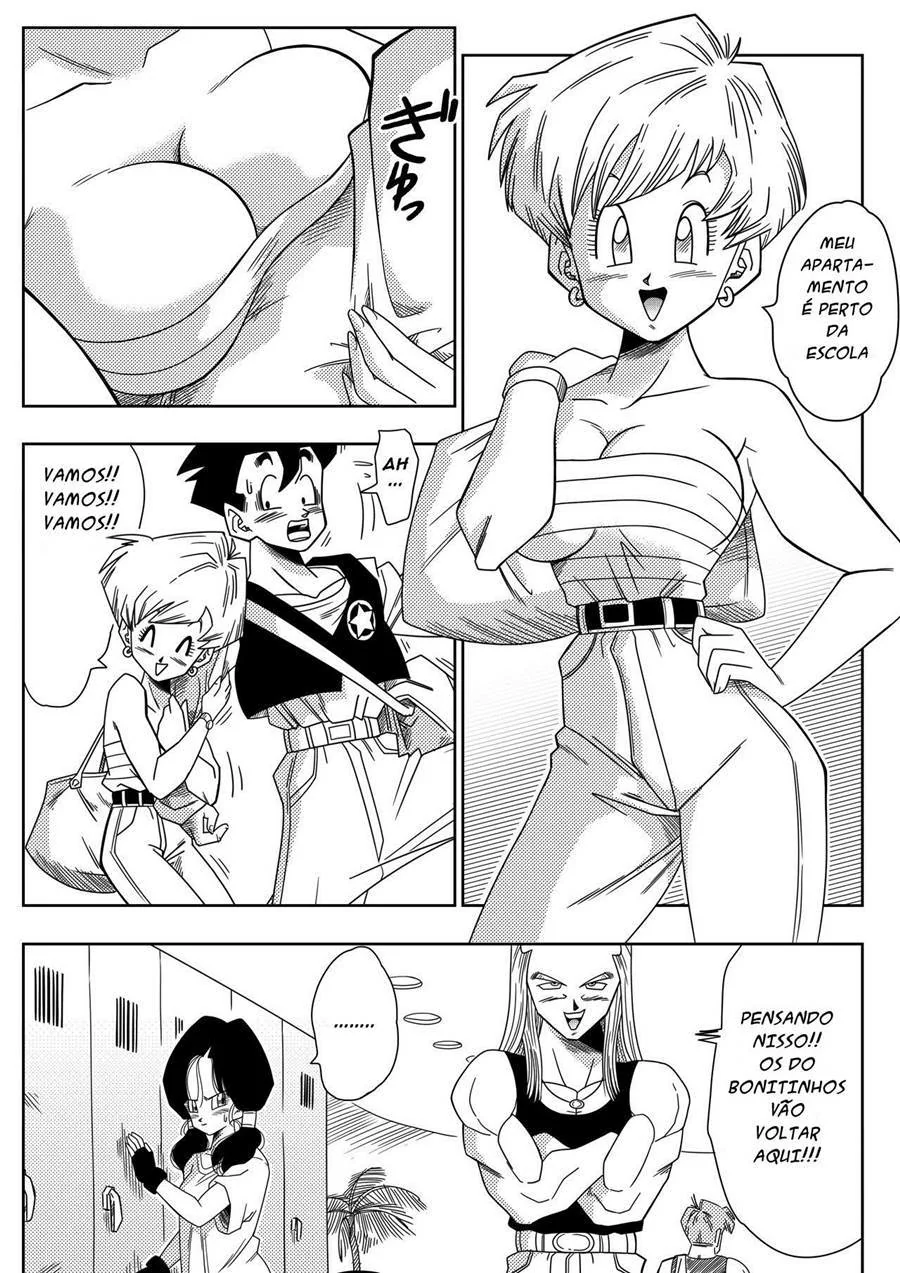 Dragon Ball Hentai: Triângulo Amoroso Vol.01 – Erasa Provocando Gohan com sua Buceta Molhada em HQ Brasileiro