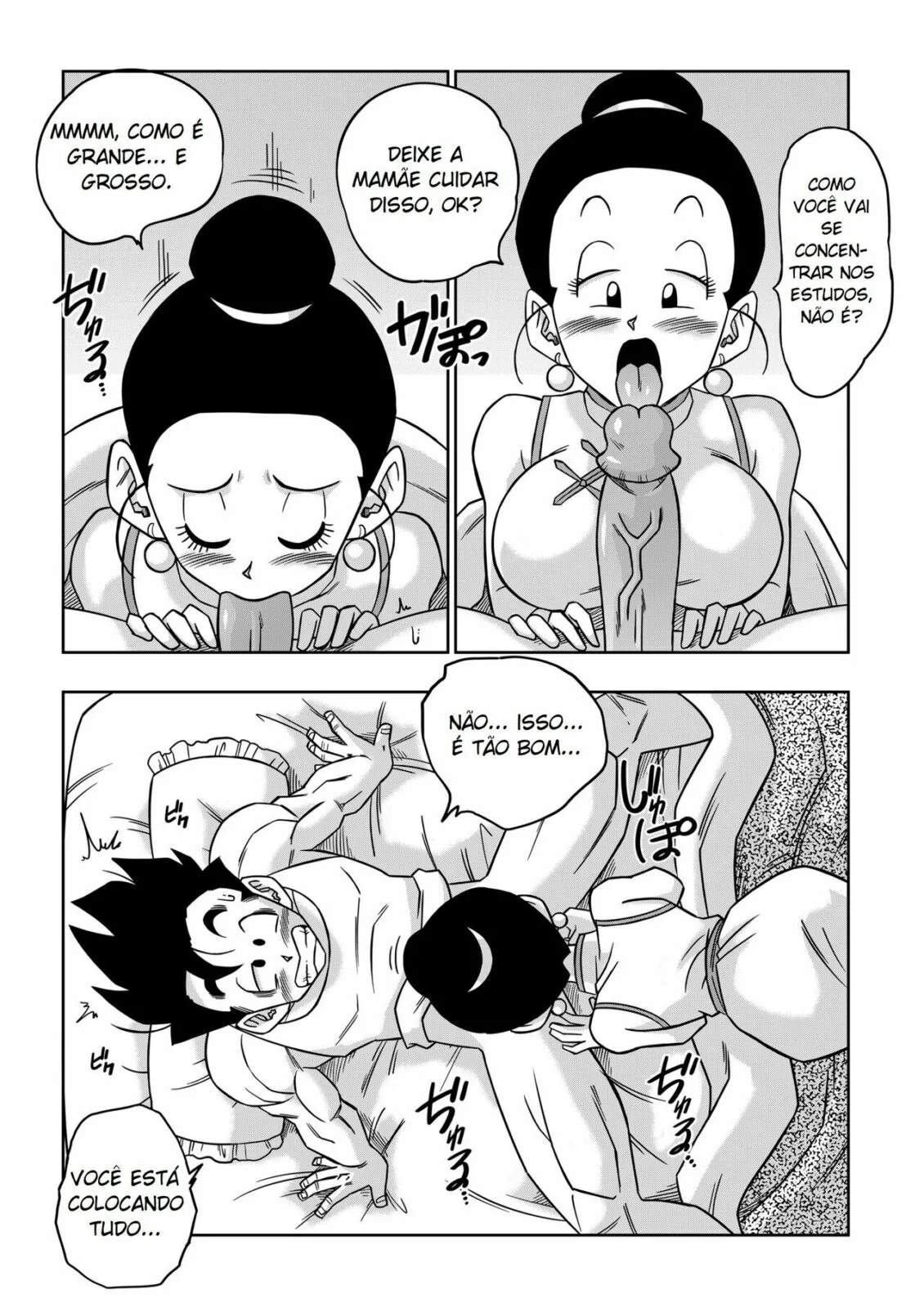 Dragon Ball Hentai: Triângulo Amoroso Vol.05 – Erasa Seduz Gohan em Casa da Piranha em HQ Brasileiro
