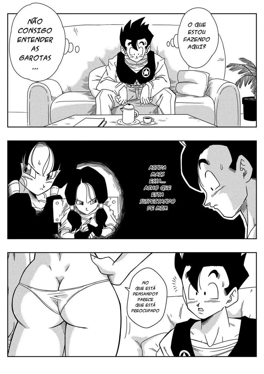 Dragon Ball Hentai: Triângulo Amoroso Vol.01 – Erasa Provocando Gohan com sua Buceta Molhada em HQ Brasileiro