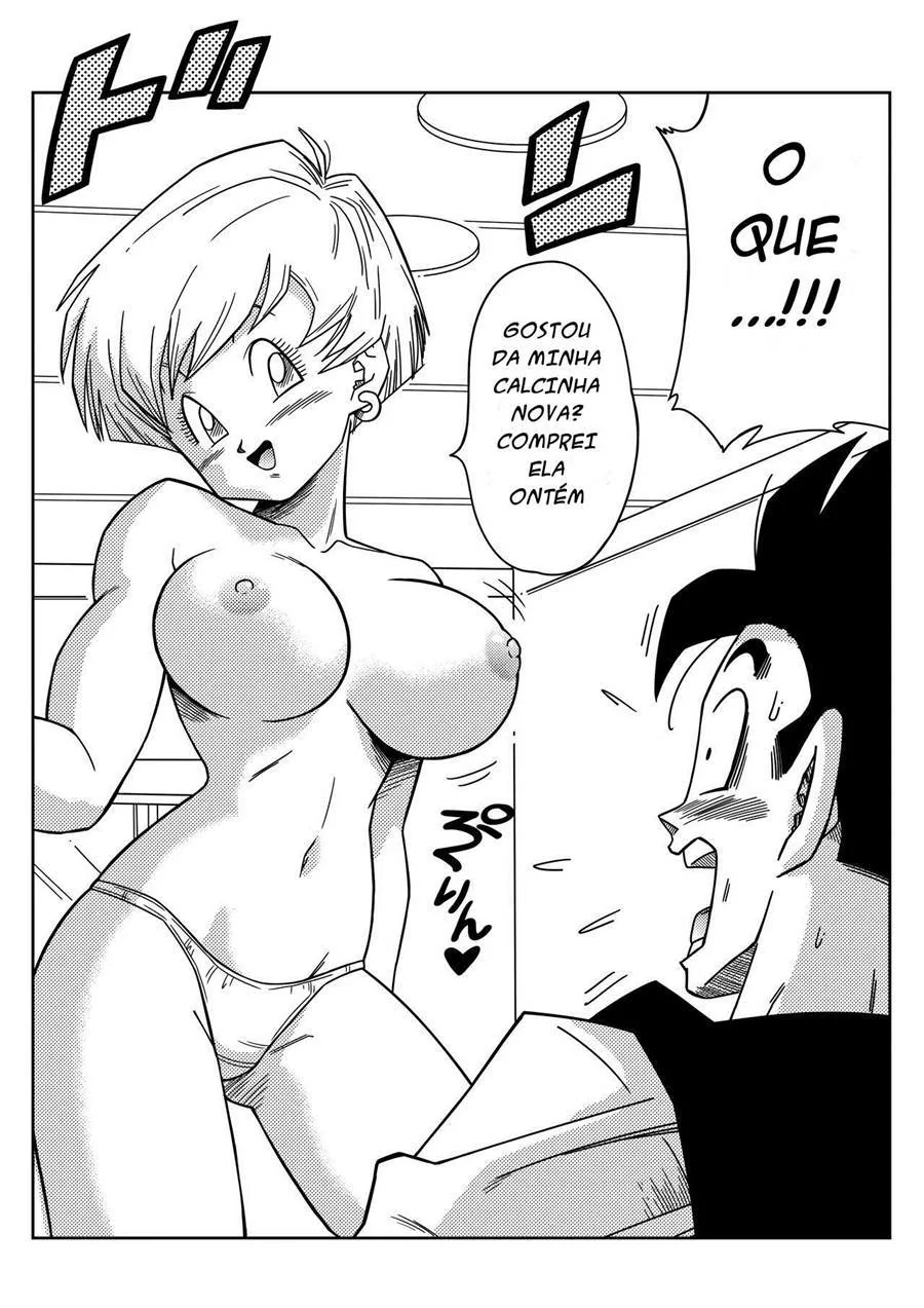 Dragon Ball Hentai: Triângulo Amoroso Vol.01 – Erasa Provocando Gohan com sua Buceta Molhada em HQ Brasileiro