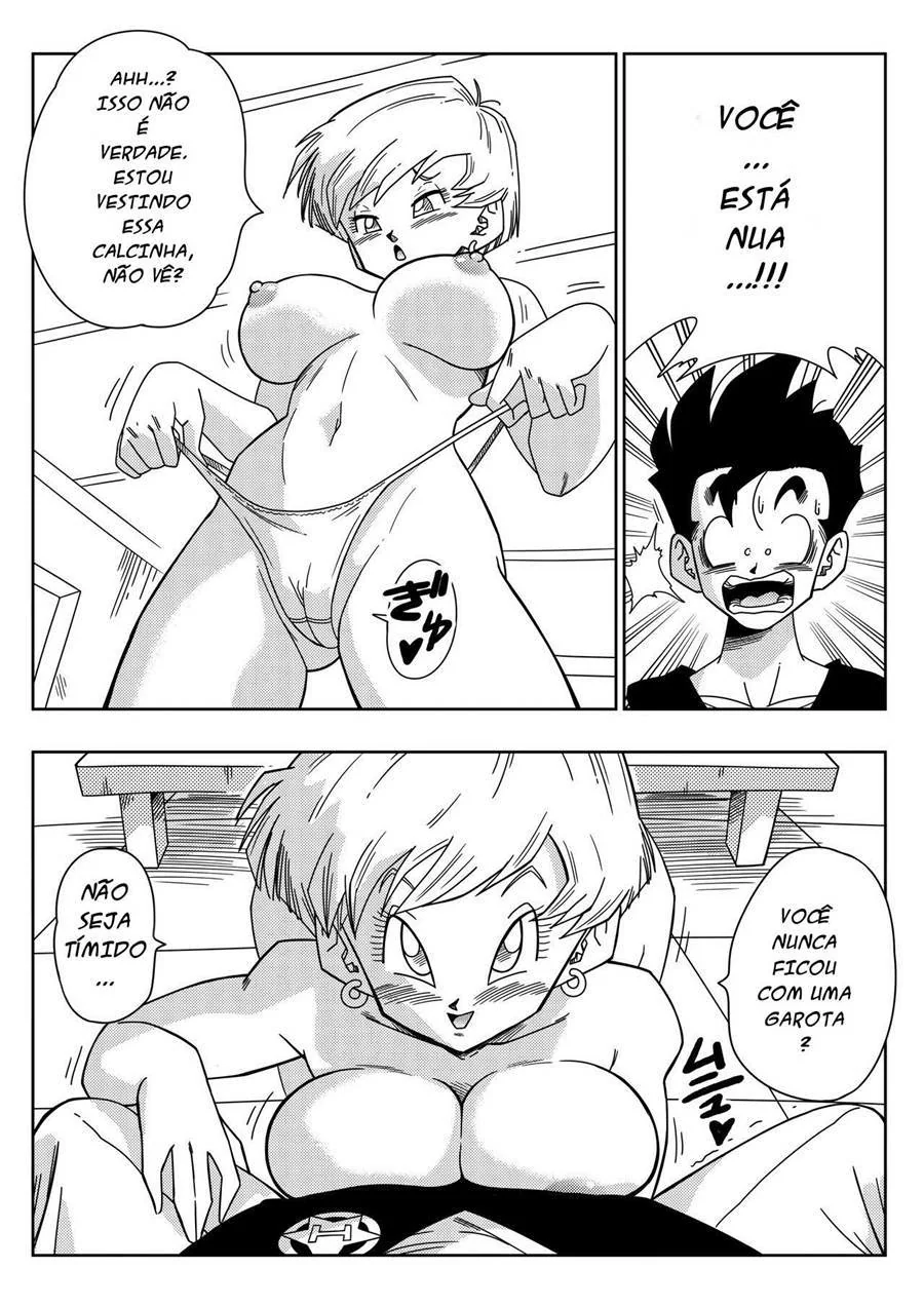 Dragon Ball Hentai: Triângulo Amoroso Vol.01 – Erasa Provocando Gohan com sua Buceta Molhada em HQ Brasileiro