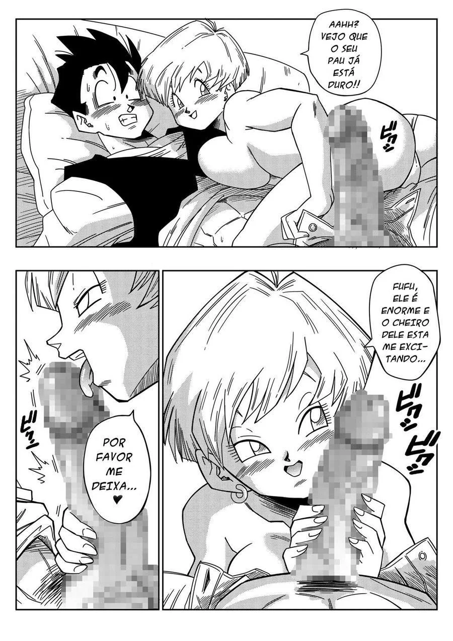 Dragon Ball Hentai: Triângulo Amoroso Vol.01 – Erasa Provocando Gohan com sua Buceta Molhada em HQ Brasileiro