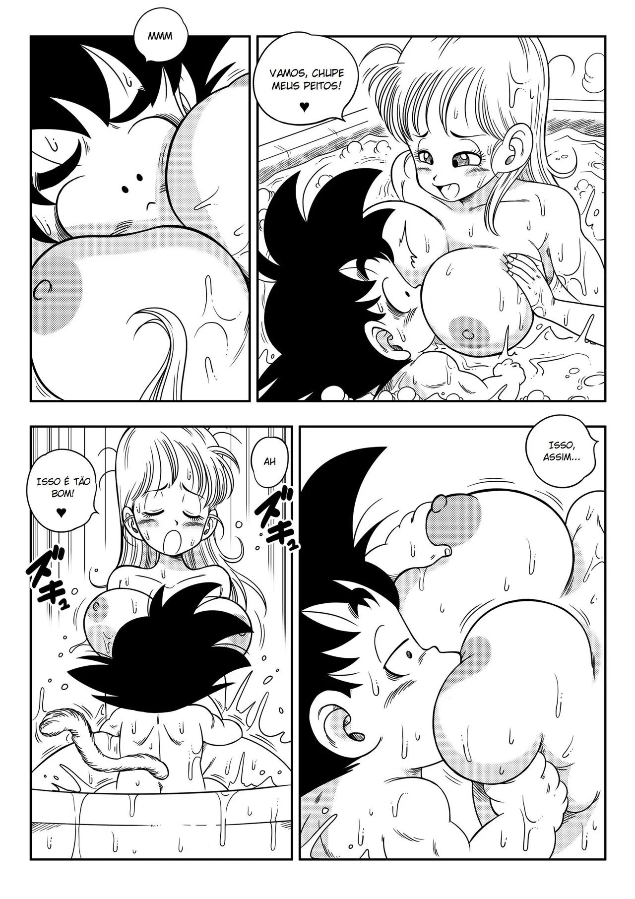 Dragon Ball Z: Sexo Na Banheira – Son Goku Metendo na Buceta da Bulma Briefs em Hentai HQ Brasileiro