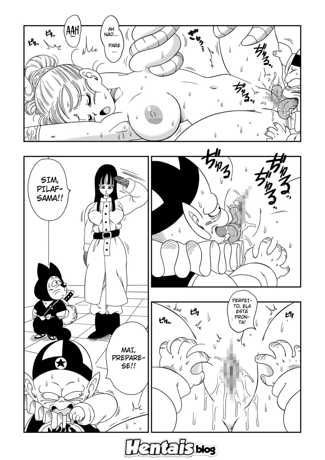 Bulma e seus amigos caem na armadilha do Pilaf: Piroca, buceta, e muita sacanagem no castelo – Em hentai HQ