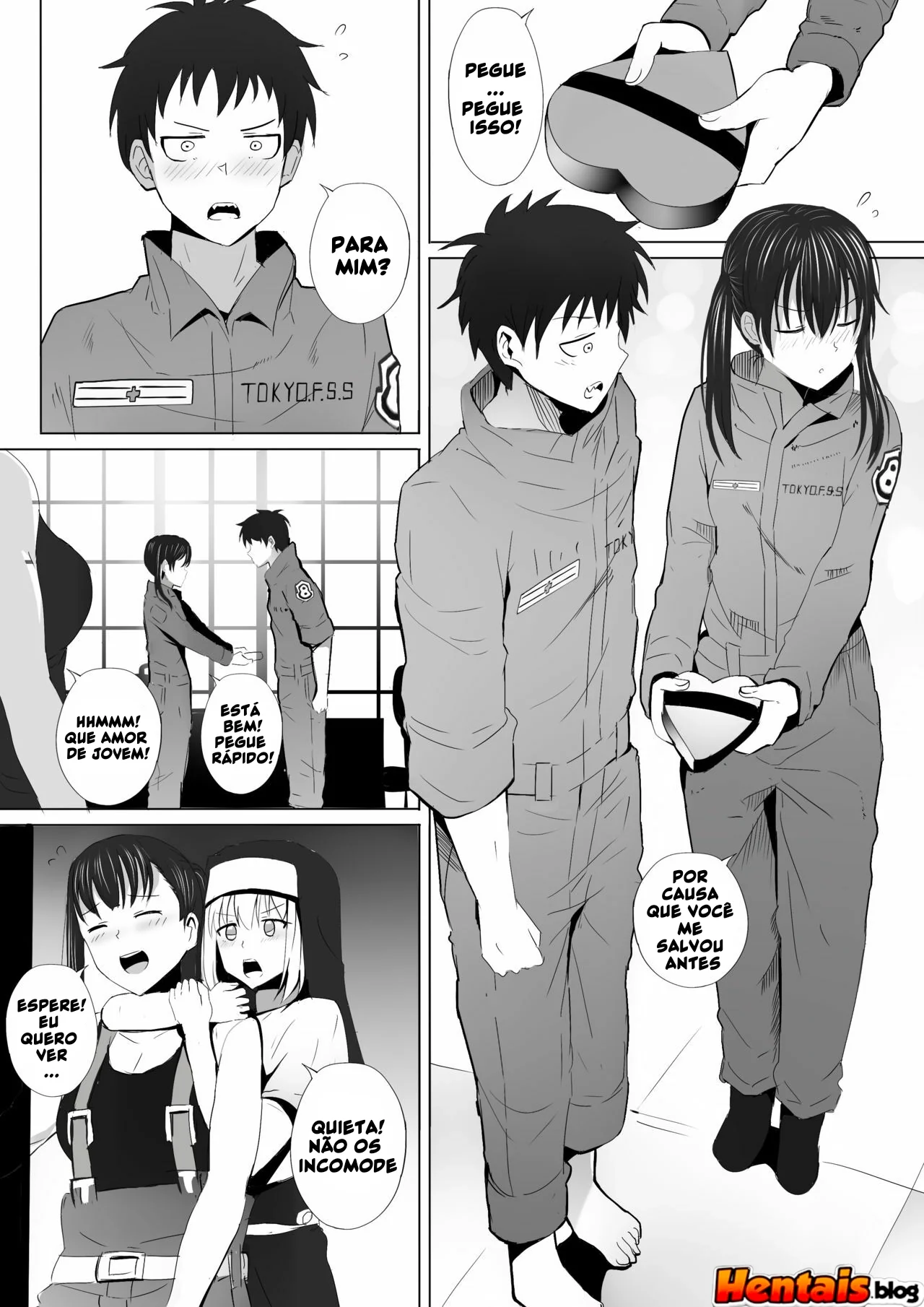 Enen no shouboutai: O Gato Apaixonado – Piranha sentando na pica do amigo em hentai HQ Brasileiro