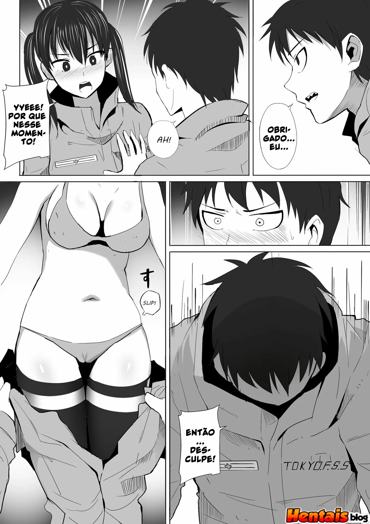 Enen no shouboutai: O Gato Apaixonado – Piranha sentando na pica do amigo em hentai HQ Brasileiro