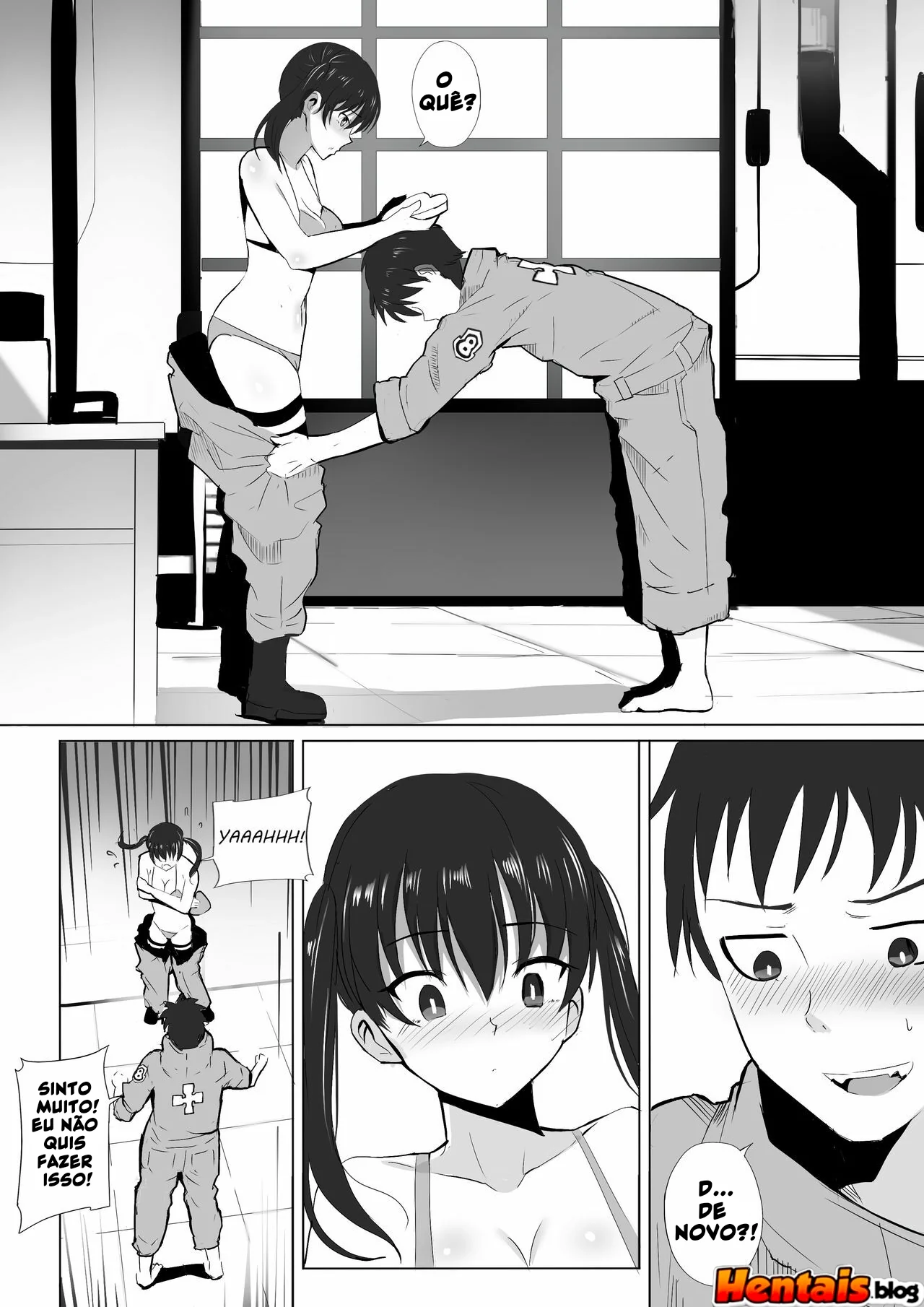 Enen no shouboutai: O Gato Apaixonado – Piranha sentando na pica do amigo em hentai HQ Brasileiro