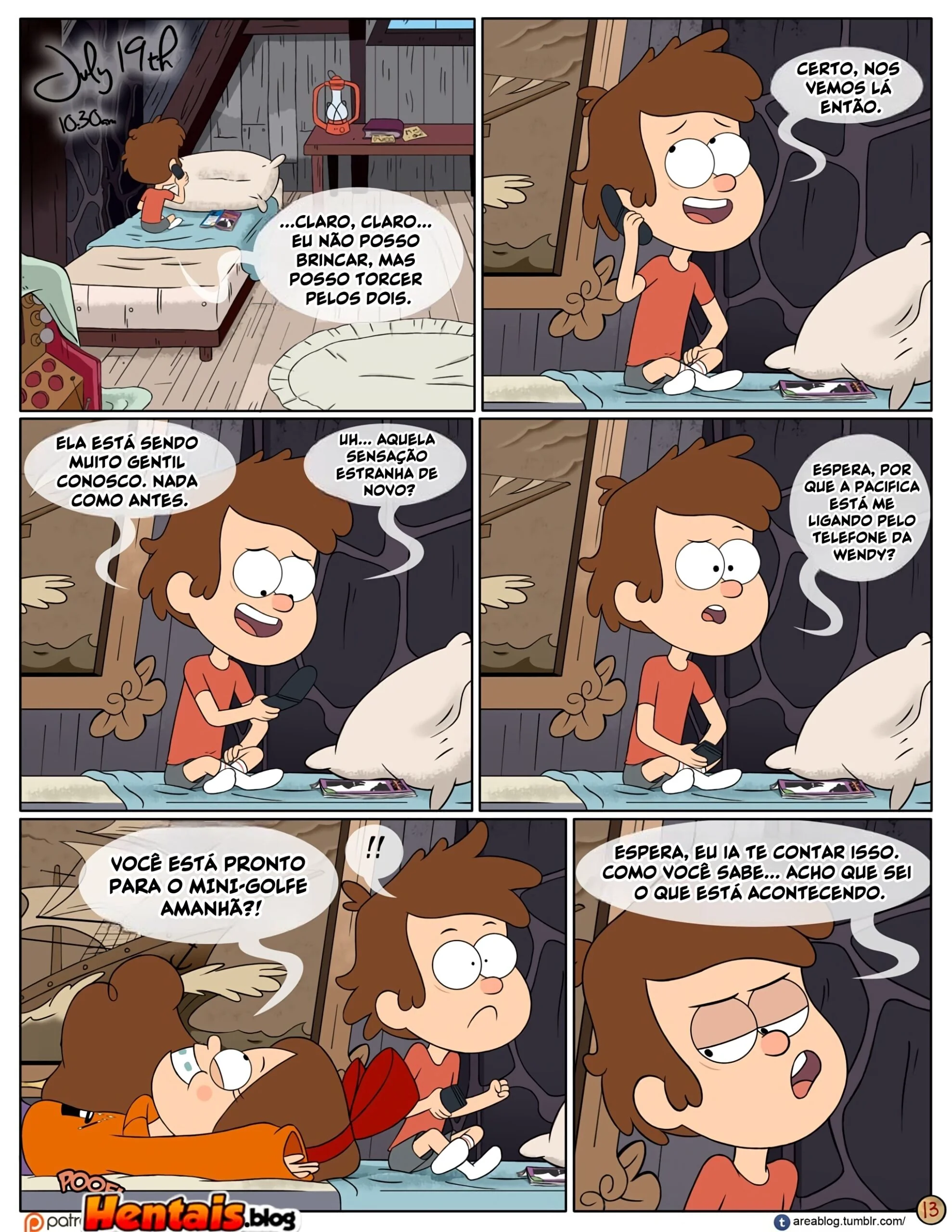 Gravity Falls HQ Porno: Próximo Verão – Mabel Ajuda os Gêmeos a Foder Pacifica em HQ Brasileiro