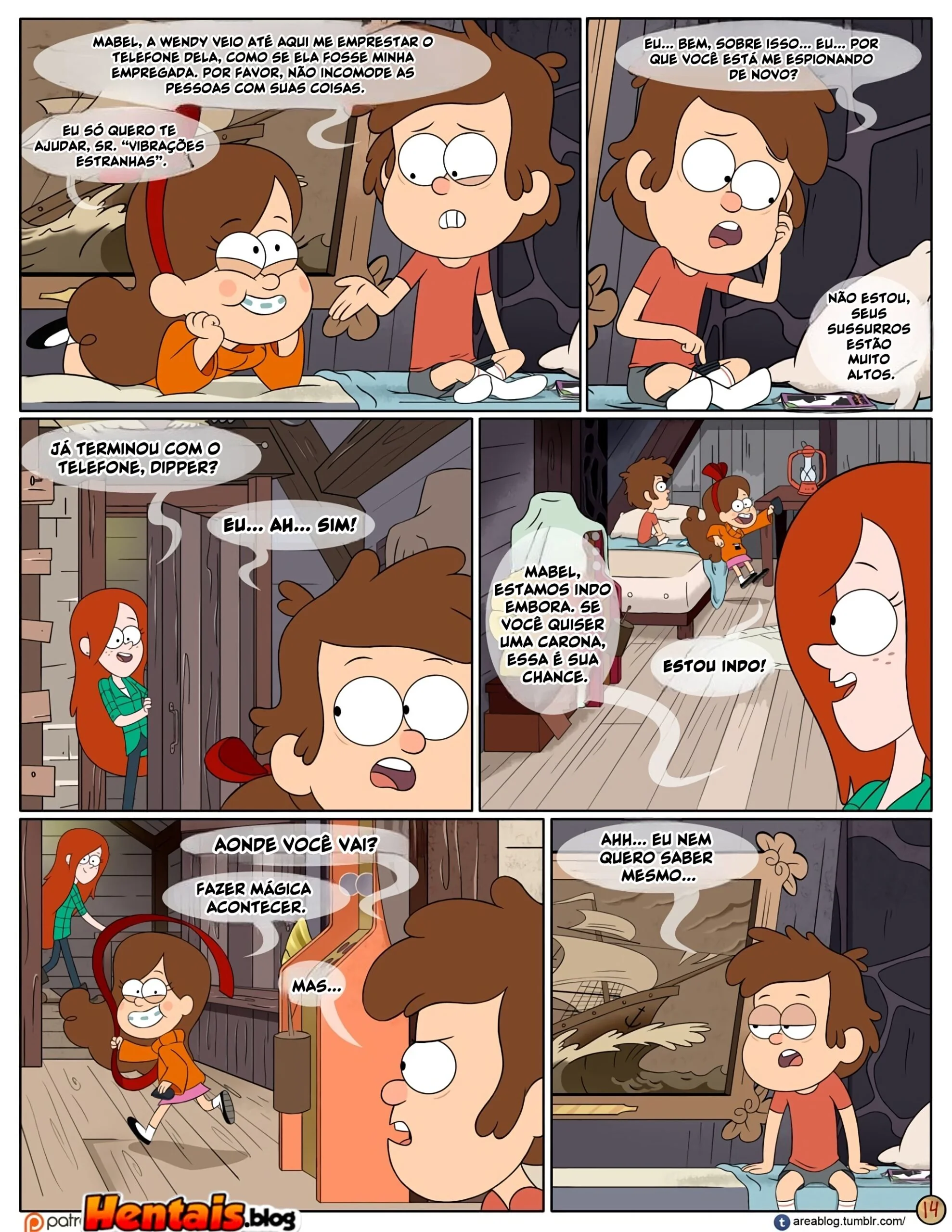 Gravity Falls HQ Porno: Próximo Verão – Mabel Ajuda os Gêmeos a Foder Pacifica em HQ Brasileiro