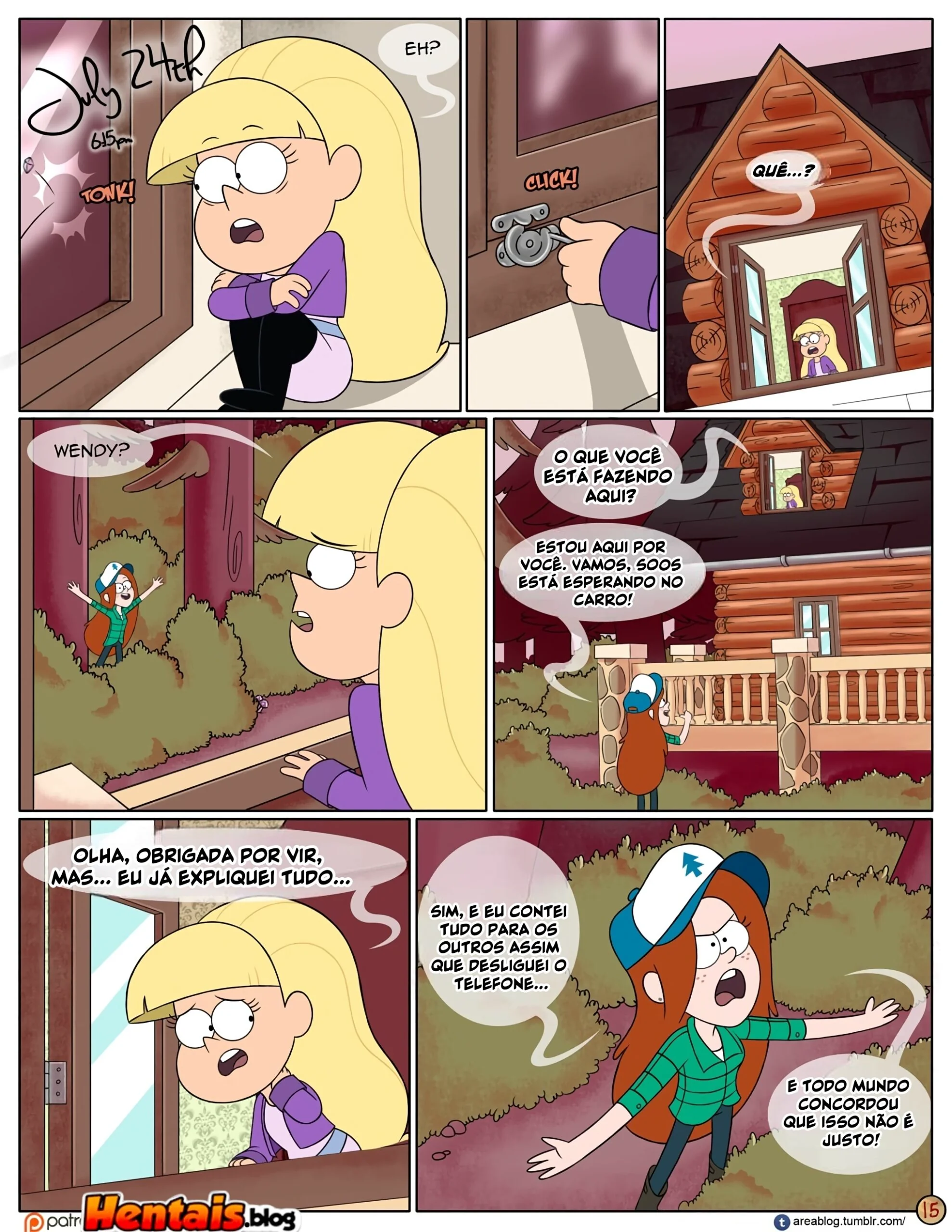 Gravity Falls HQ Porno: Próximo Verão – Mabel Ajuda os Gêmeos a Foder Pacifica em HQ Brasileiro