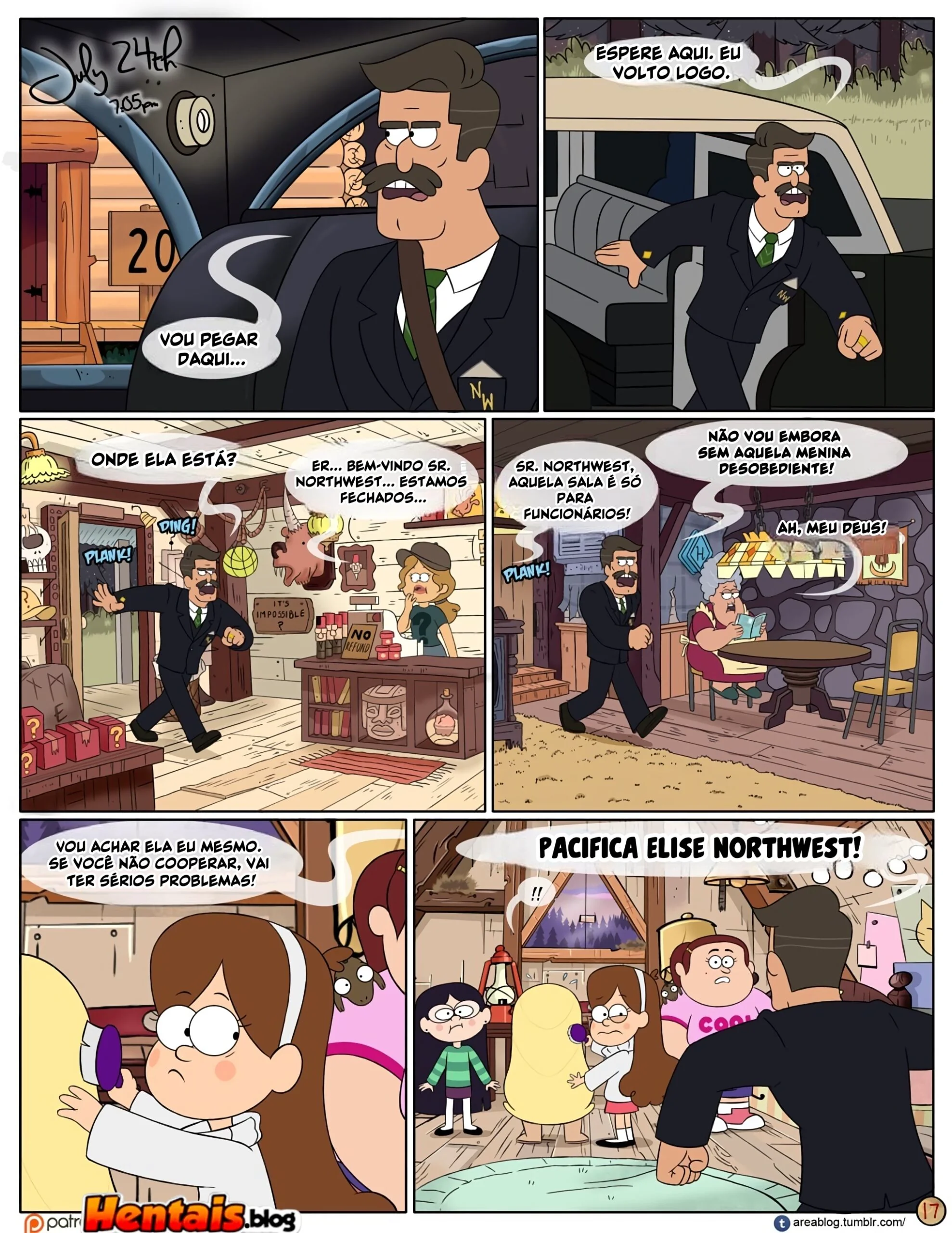 Gravity Falls HQ Porno: Próximo Verão – Mabel Ajuda os Gêmeos a Foder Pacifica em HQ Brasileiro