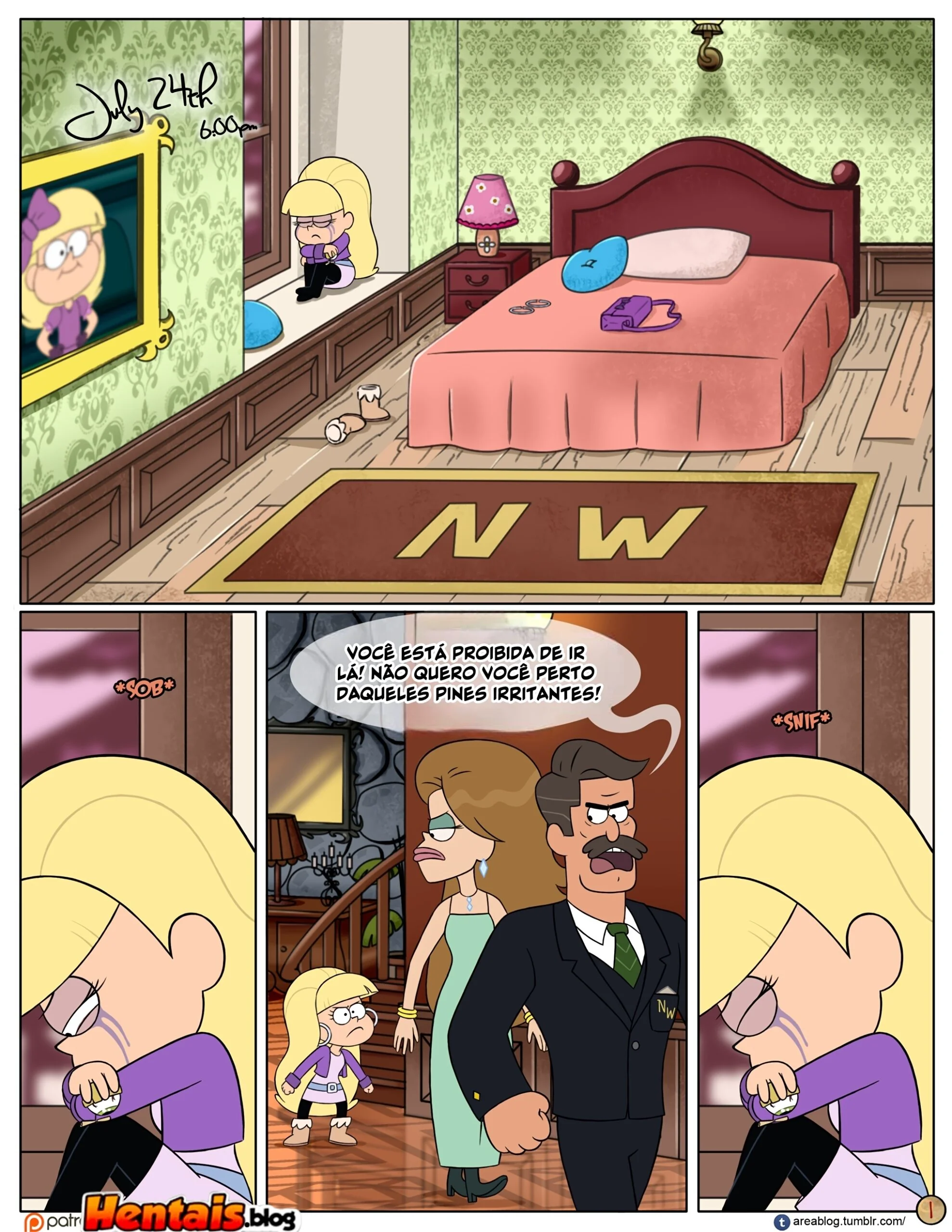 Gravity Falls HQ Porno: Próximo Verão – Mabel Ajuda os Gêmeos a Foder Pacifica em HQ Brasileiro