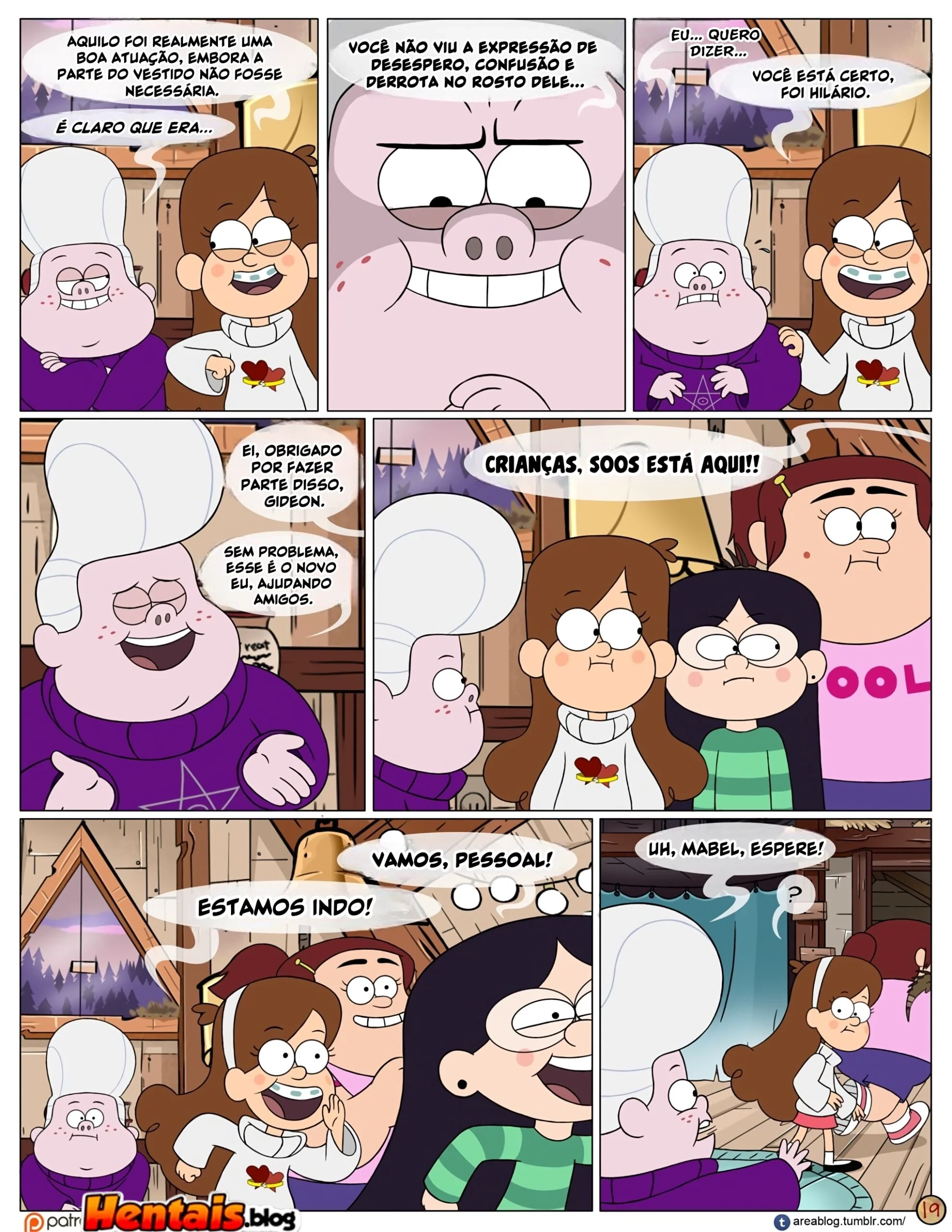 Gravity Falls HQ Porno: Próximo Verão – Mabel Ajuda os Gêmeos a Foder Pacifica em HQ Brasileiro
