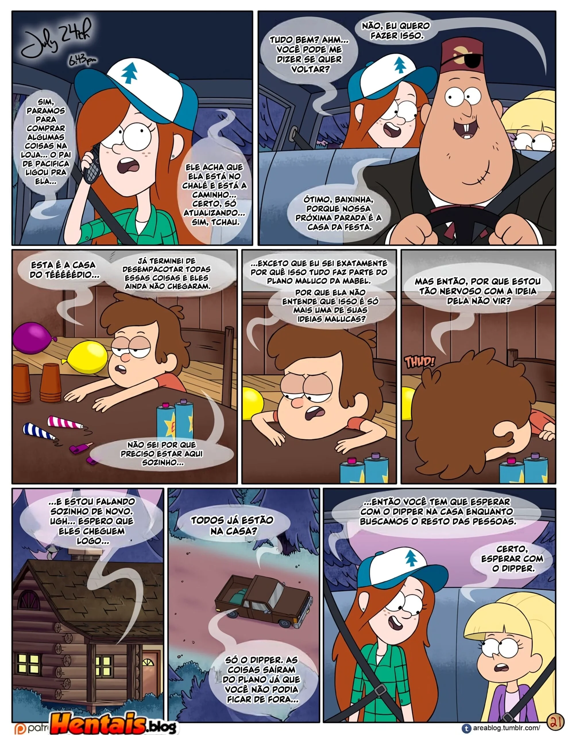 Gravity Falls HQ Porno: Próximo Verão – Mabel Ajuda os Gêmeos a Foder Pacifica em HQ Brasileiro