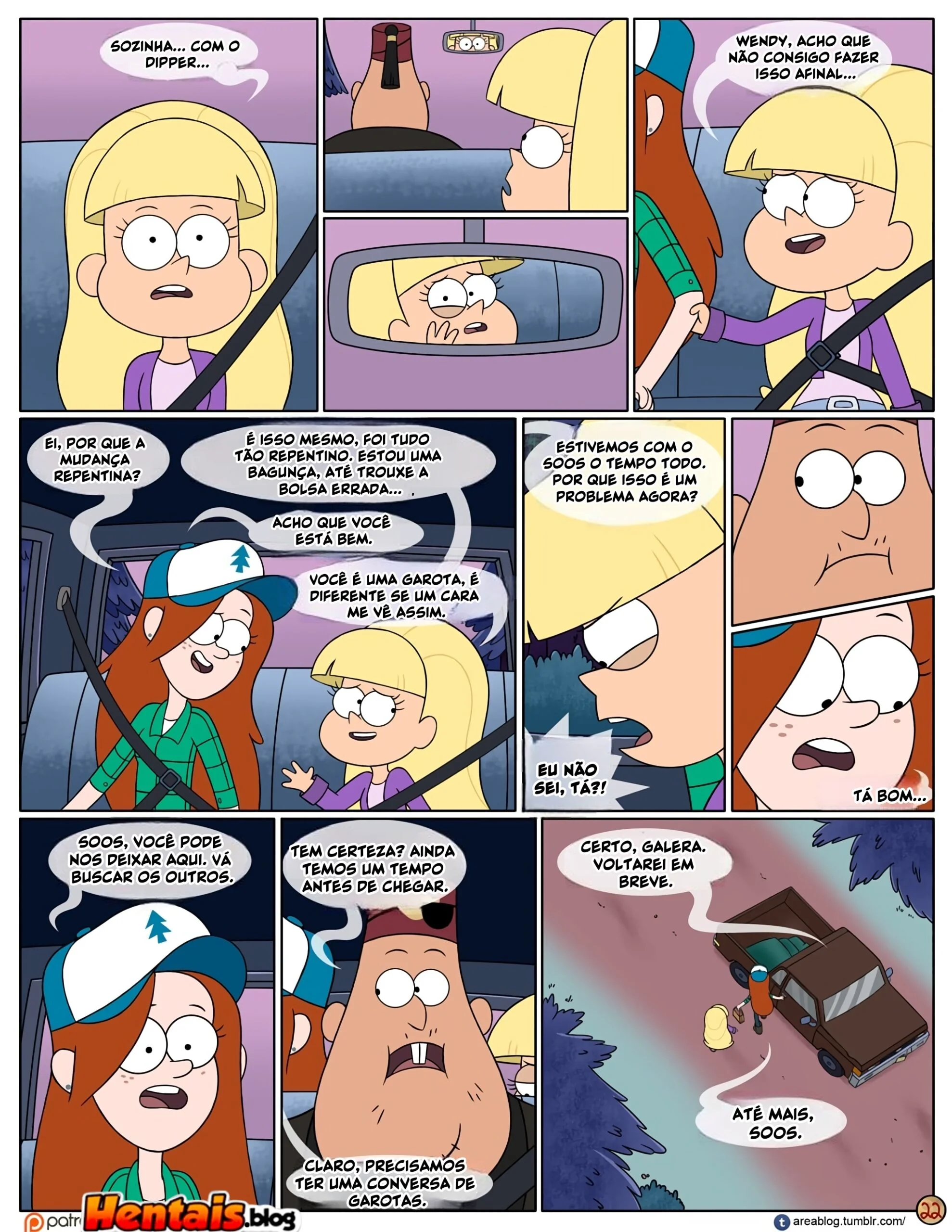 Gravity Falls HQ Porno: Próximo Verão – Mabel Ajuda os Gêmeos a Foder Pacifica em HQ Brasileiro