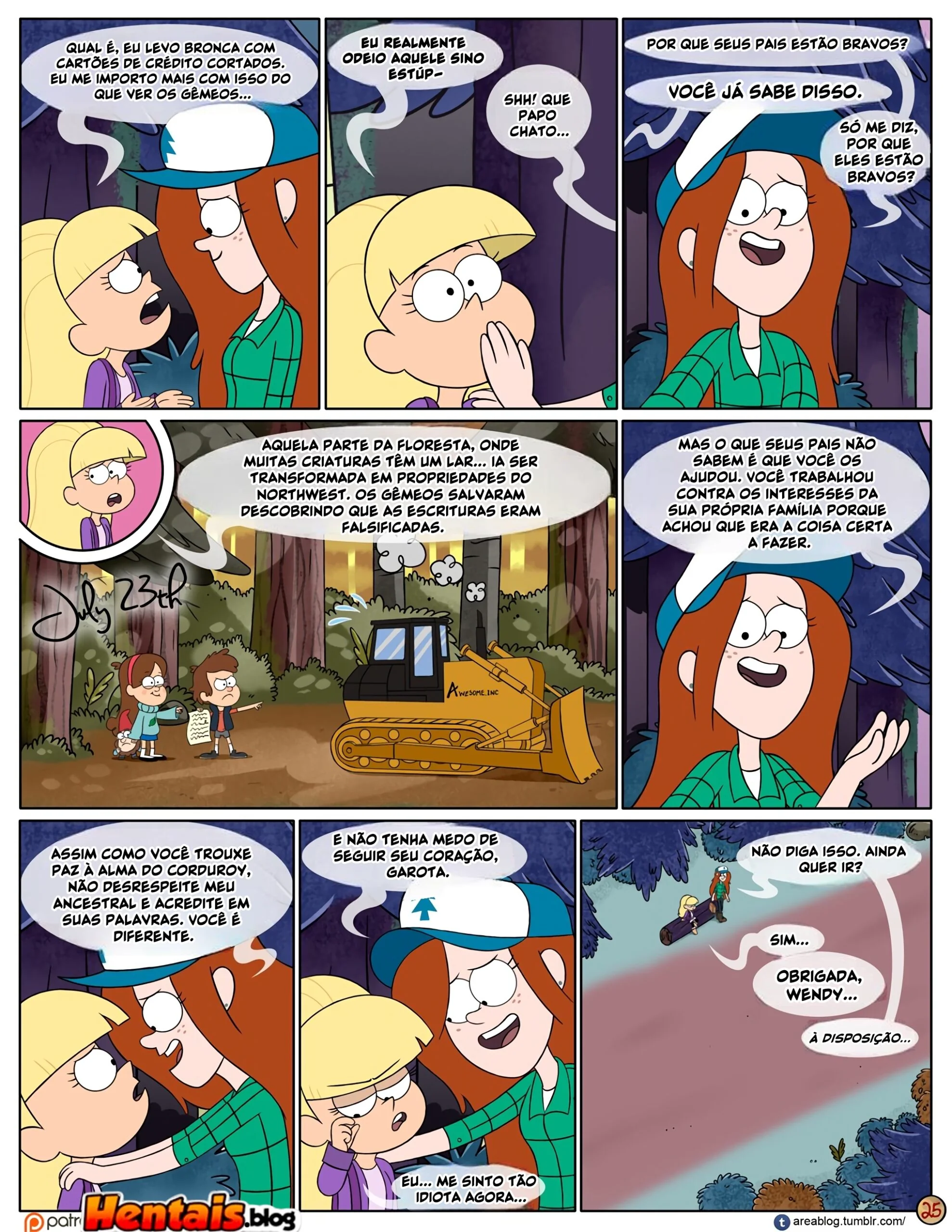 Gravity Falls HQ Porno: Próximo Verão – Mabel Ajuda os Gêmeos a Foder Pacifica em HQ Brasileiro