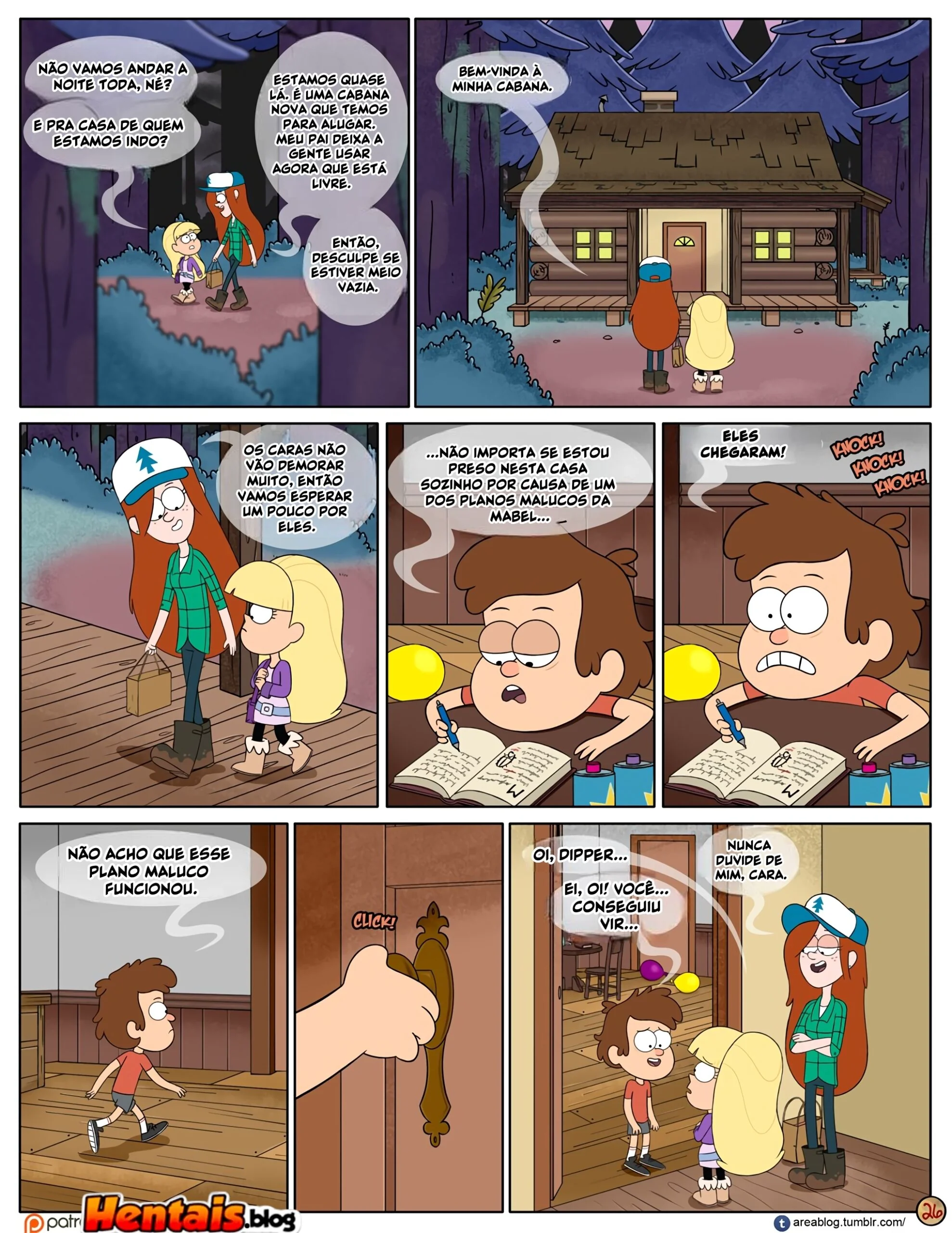 Gravity Falls HQ Porno: Próximo Verão – Mabel Ajuda os Gêmeos a Foder Pacifica em HQ Brasileiro