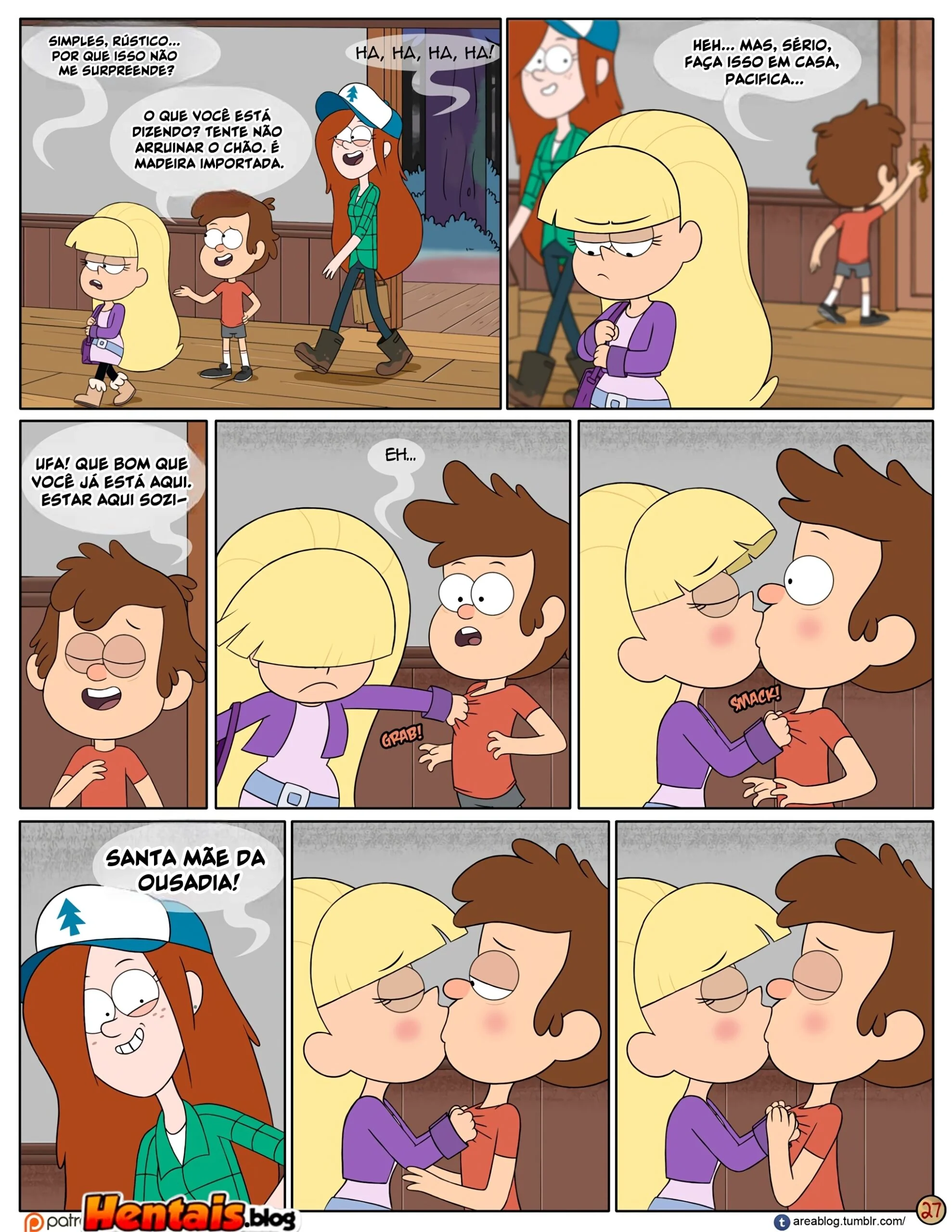 Gravity Falls HQ Porno: Próximo Verão – Mabel Ajuda os Gêmeos a Foder Pacifica em HQ Brasileiro