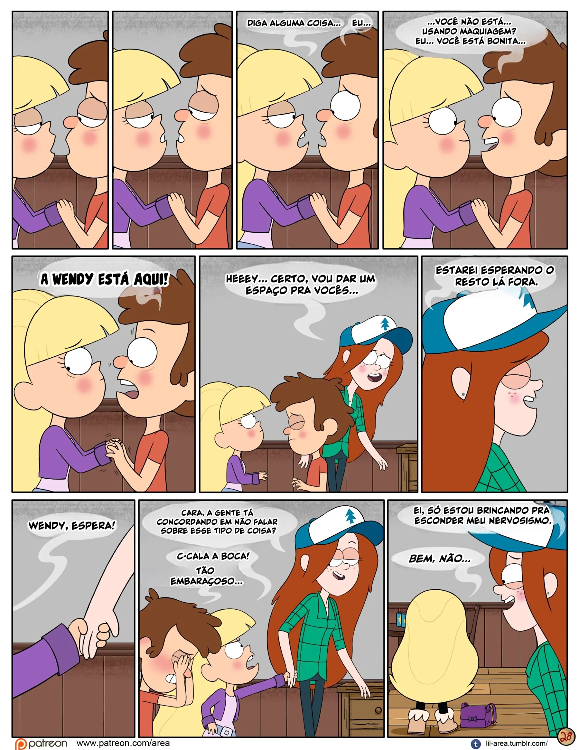 Gravity Falls HQ Porno: Próximo Verão – Mabel Ajuda os Gêmeos a Foder Pacifica em HQ Brasileiro