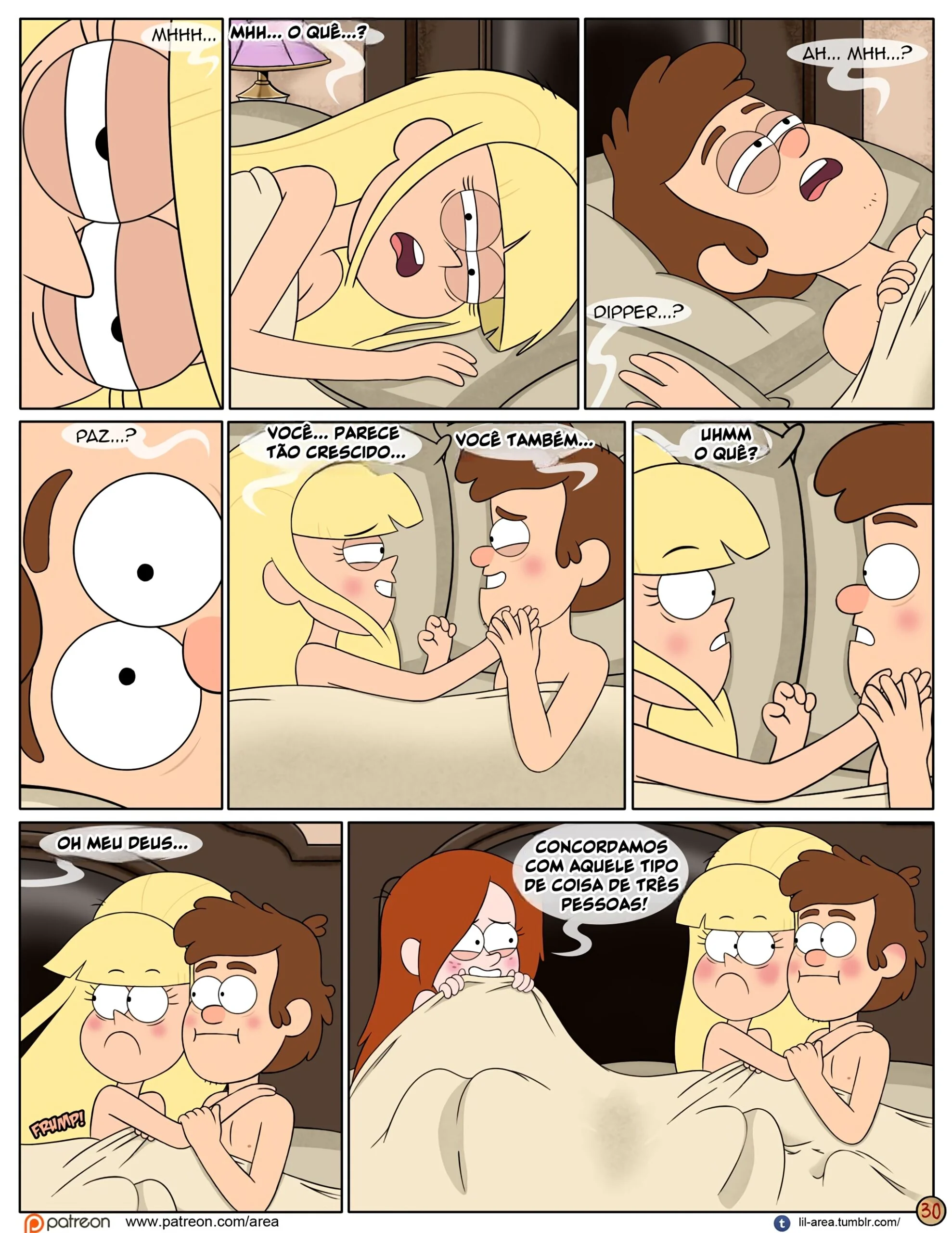 Gravity Falls HQ Porno: Próximo Verão – Mabel Ajuda os Gêmeos a Foder Pacifica em HQ Brasileiro