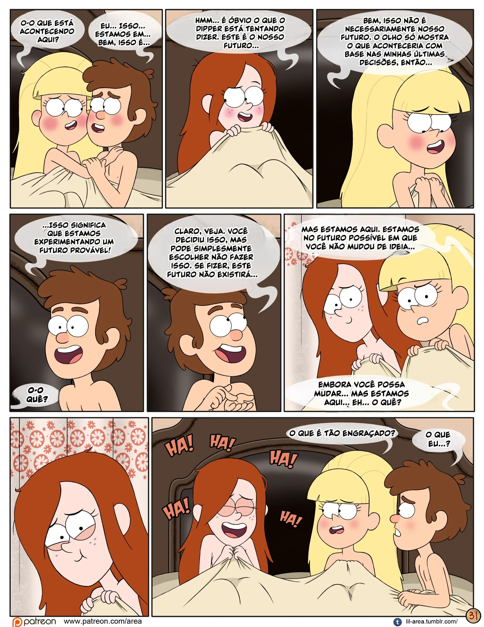 Gravity Falls HQ Porno: Próximo Verão – Mabel Ajuda os Gêmeos a Foder Pacifica em HQ Brasileiro