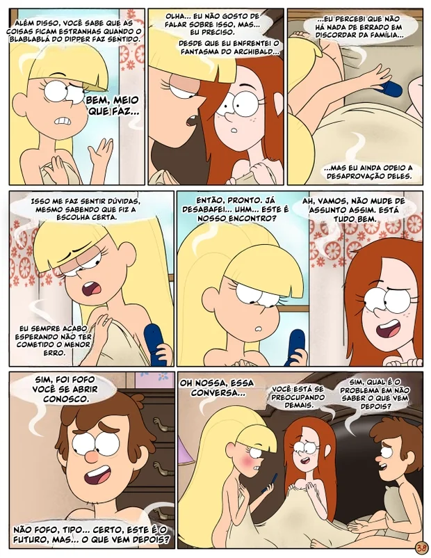 Gravity Falls HQ Porno: Próximo Verão – Mabel Ajuda os Gêmeos a Foder Pacifica em HQ Brasileiro
