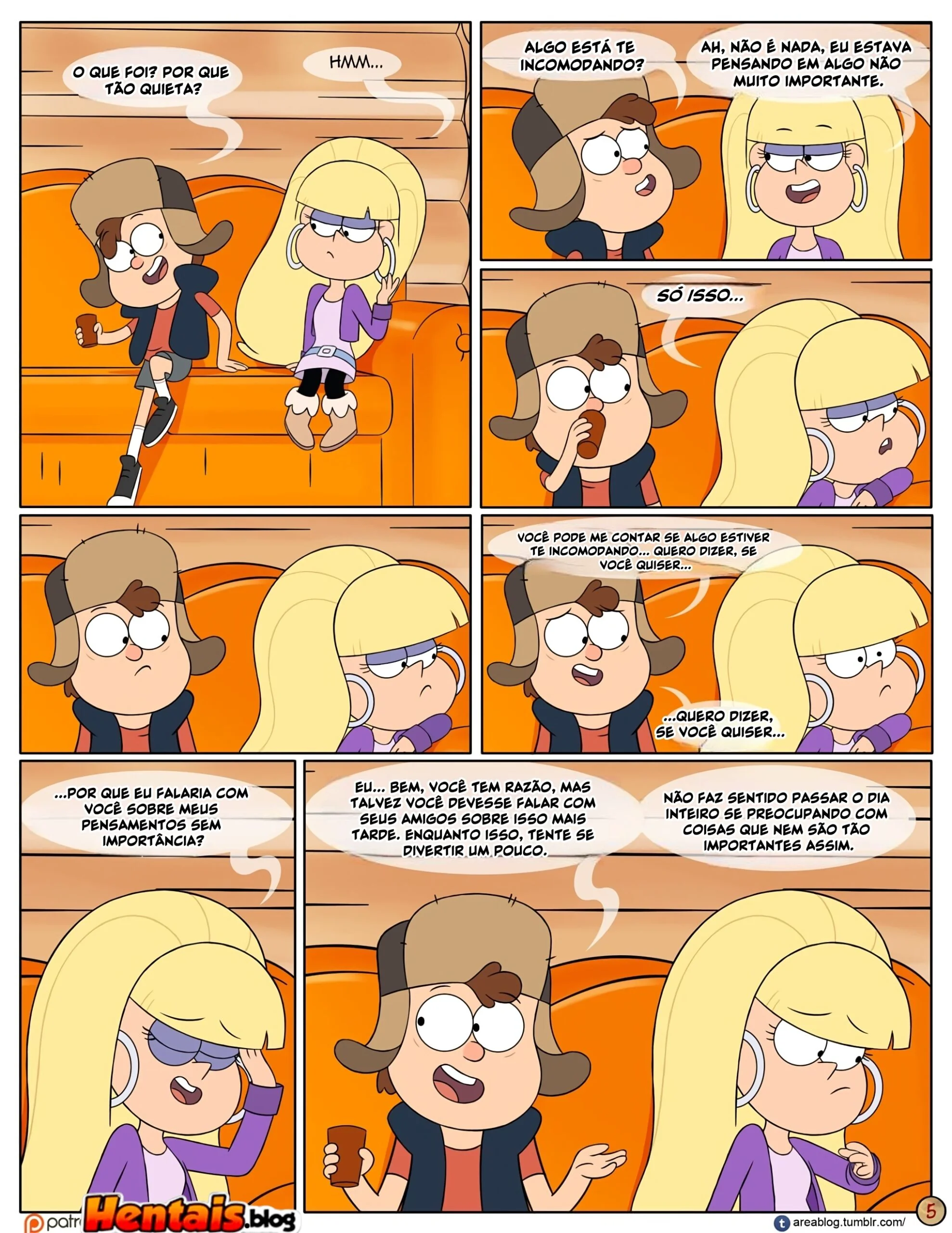 Gravity Falls HQ Porno: Próximo Verão – Mabel Ajuda os Gêmeos a Foder Pacifica em HQ Brasileiro