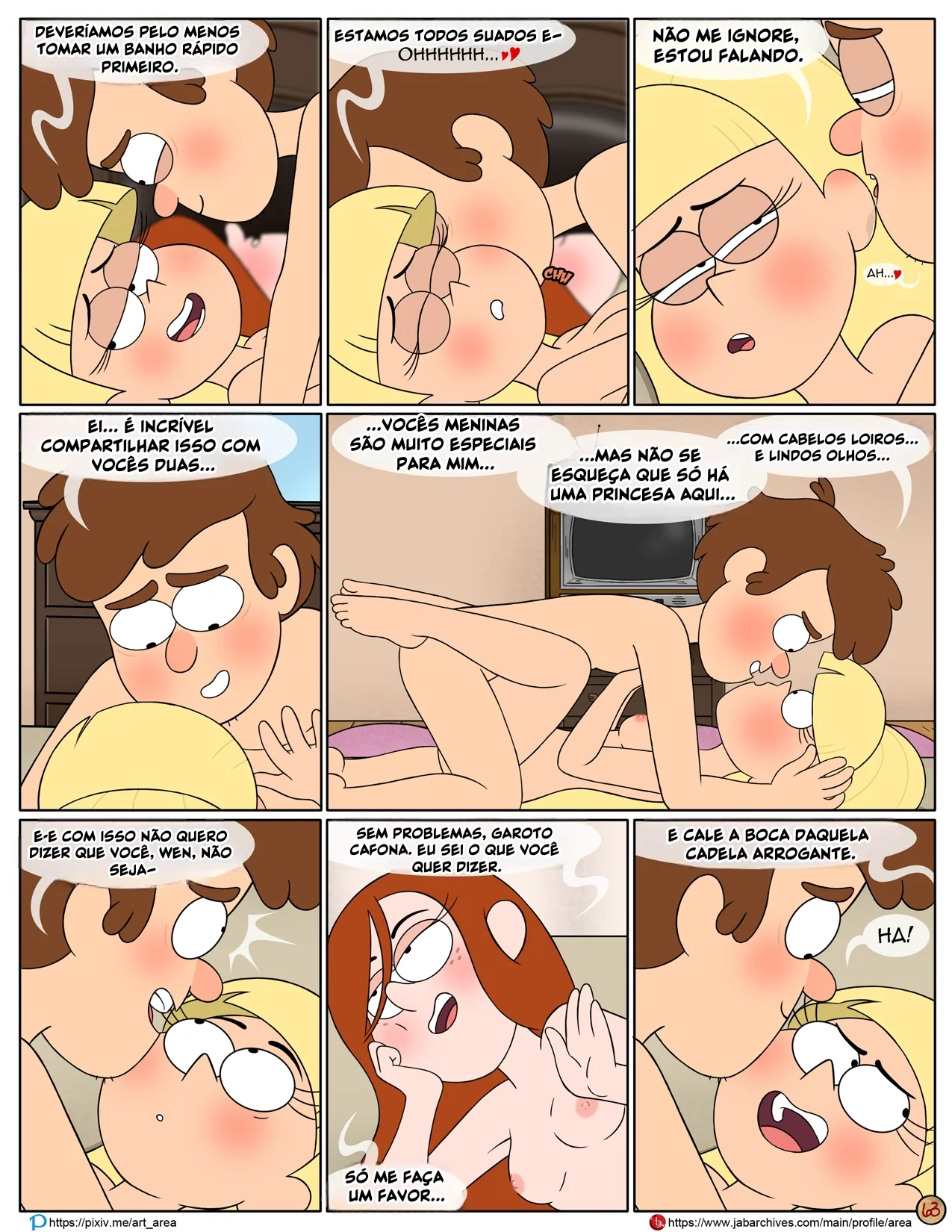 Gravity Falls HQ Porno: Próximo Verão – Mabel Ajuda os Gêmeos a Foder Pacifica em HQ Brasileiro