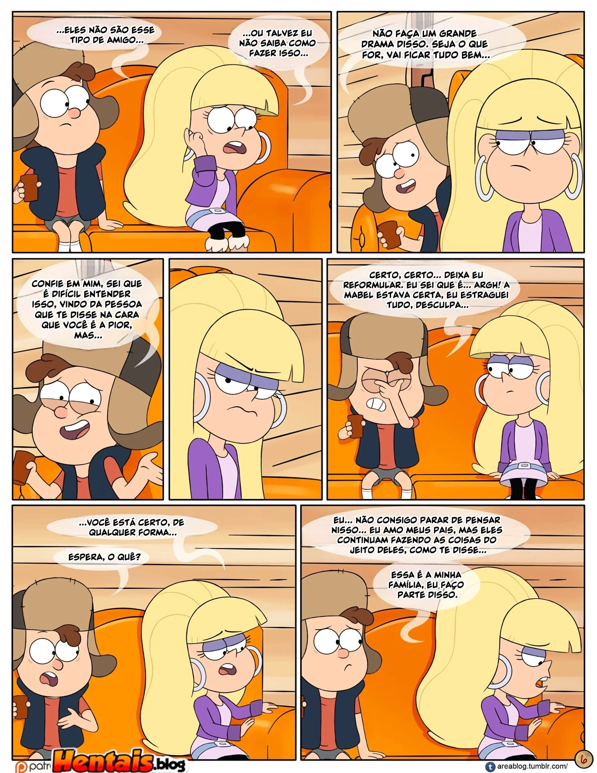 Gravity Falls HQ Porno: Próximo Verão – Mabel Ajuda os Gêmeos a Foder Pacifica em HQ Brasileiro
