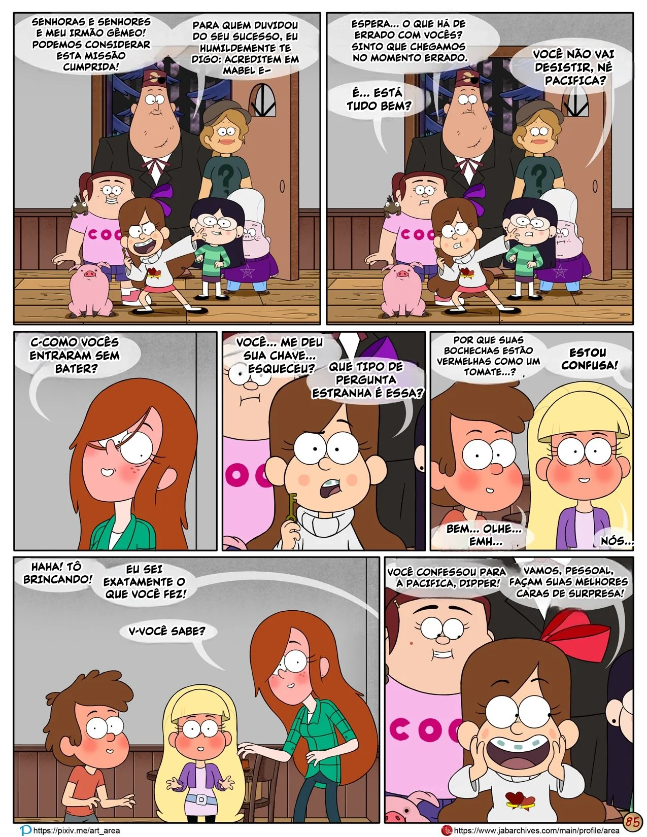 Gravity Falls HQ Porno: Próximo Verão – Mabel Ajuda os Gêmeos a Foder Pacifica em HQ Brasileiro