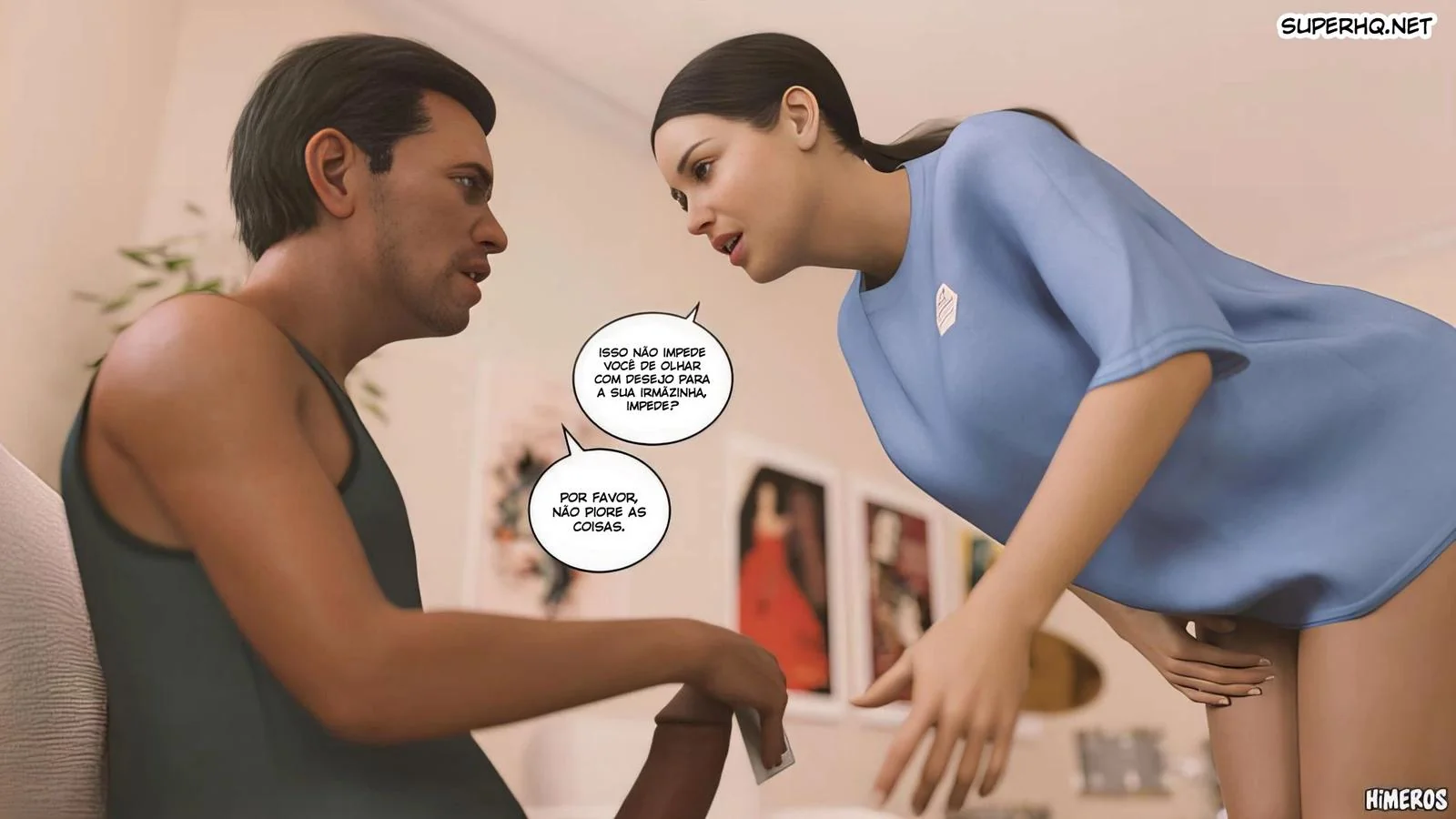 Cala a Boca e Mama, Piranha! – Flagrou o irmão usando suas calcinhas em hentai hq brasileiro