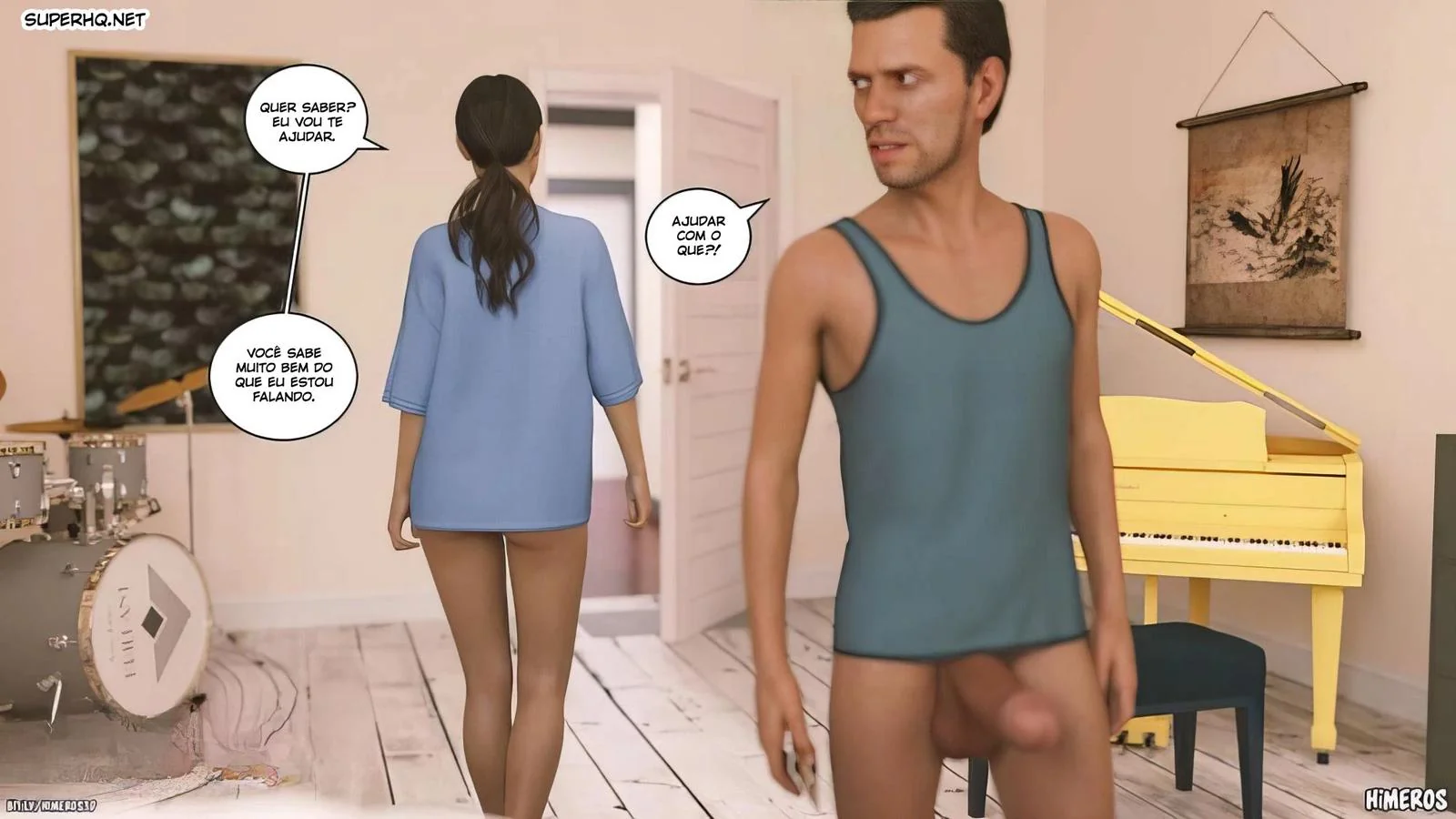 Cala a Boca e Mama, Piranha! – Flagrou o irmão usando suas calcinhas em hentai hq brasileiro