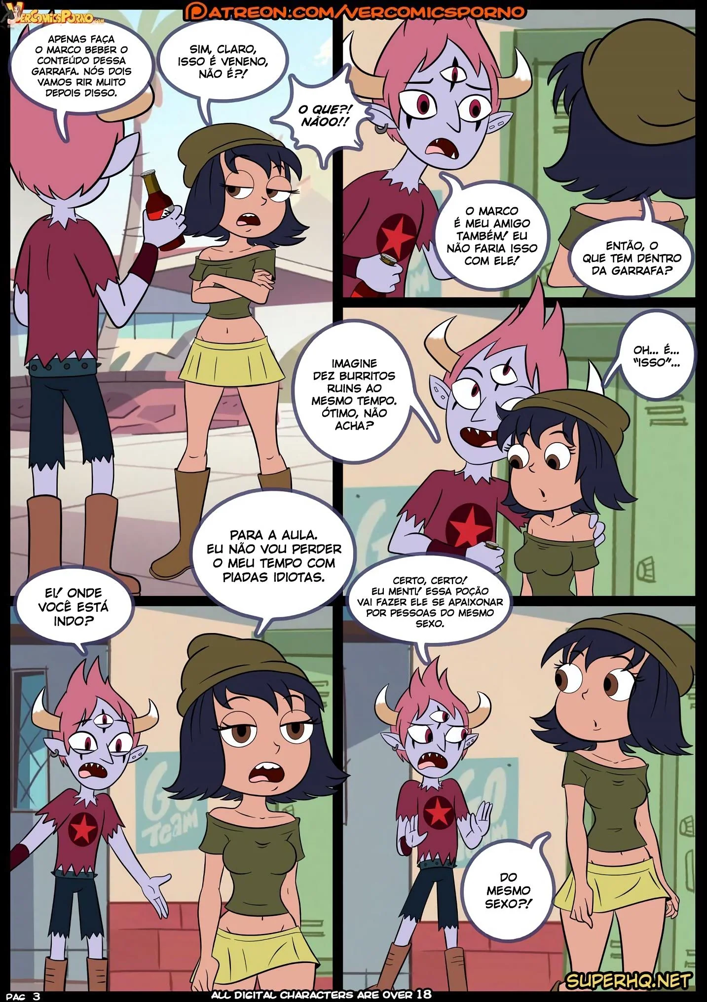 Orgia entre piranhas: Hentai Star vs As Forças do Sexo 3 – Tom e Janna ardendo de tesão no cu de Marco em HQ Brasileiro
