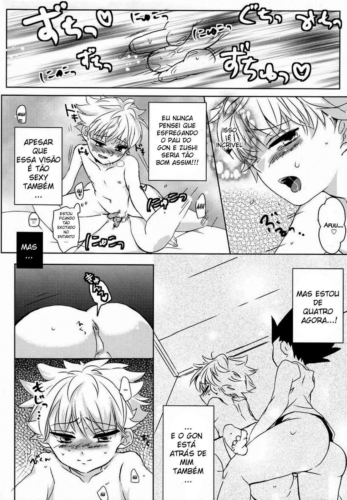 Hunter x Hunter Porno: Triângulo Amoroso entre Gon, Killua e Zushi! Em Hentai HQ Brasileiro