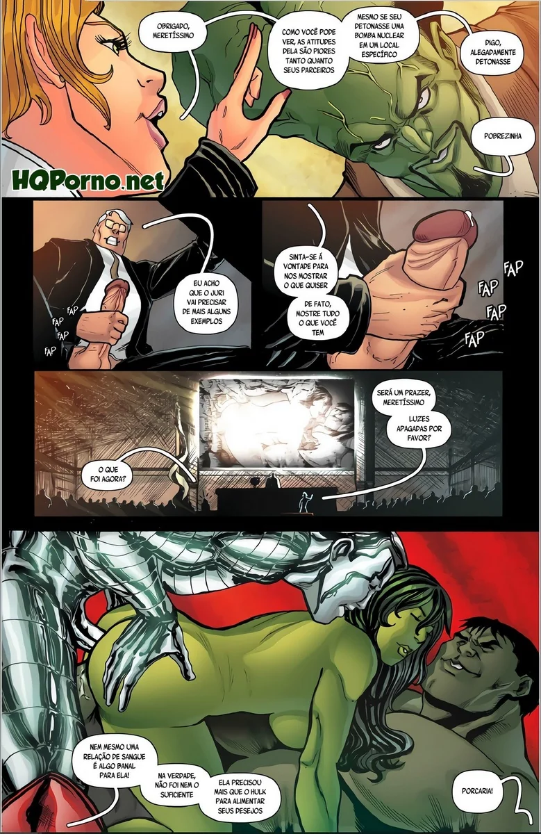 Piranha She Hulk Abusando das Pirocas no Tribunal em Hentai HQ Brasileiro