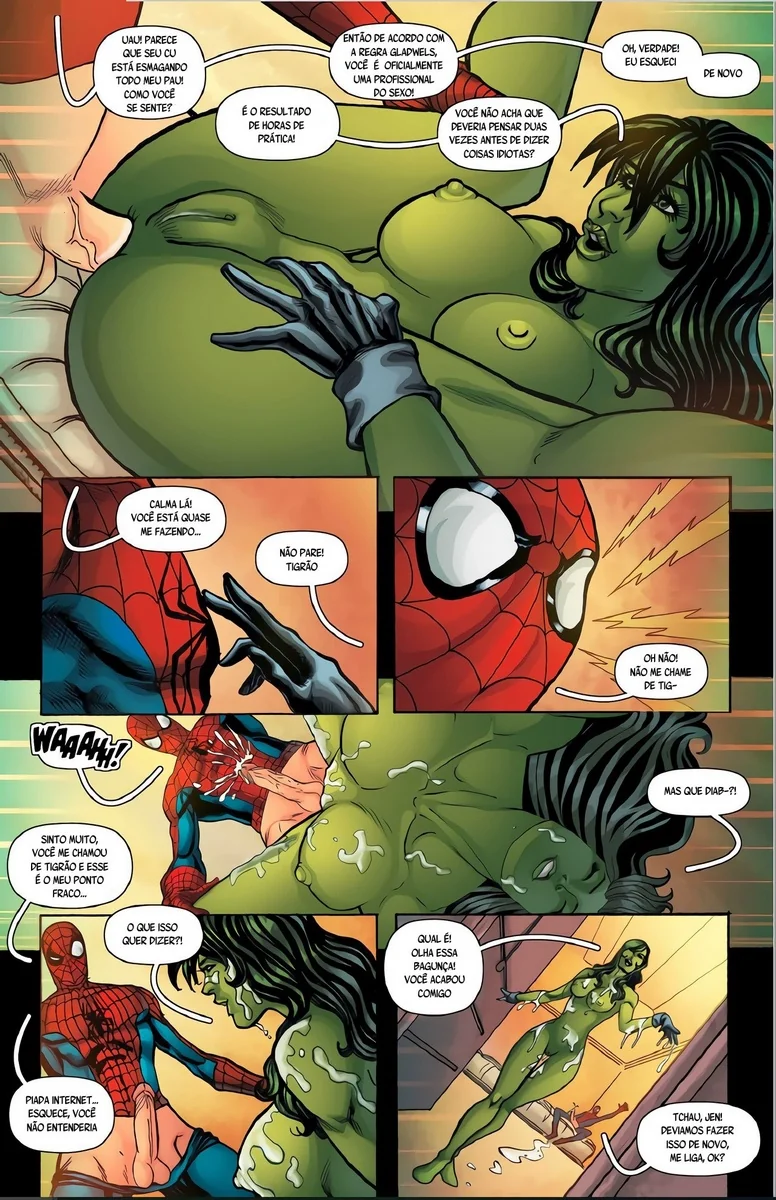 Piranha She Hulk Abusando das Pirocas no Tribunal em Hentai HQ Brasileiro