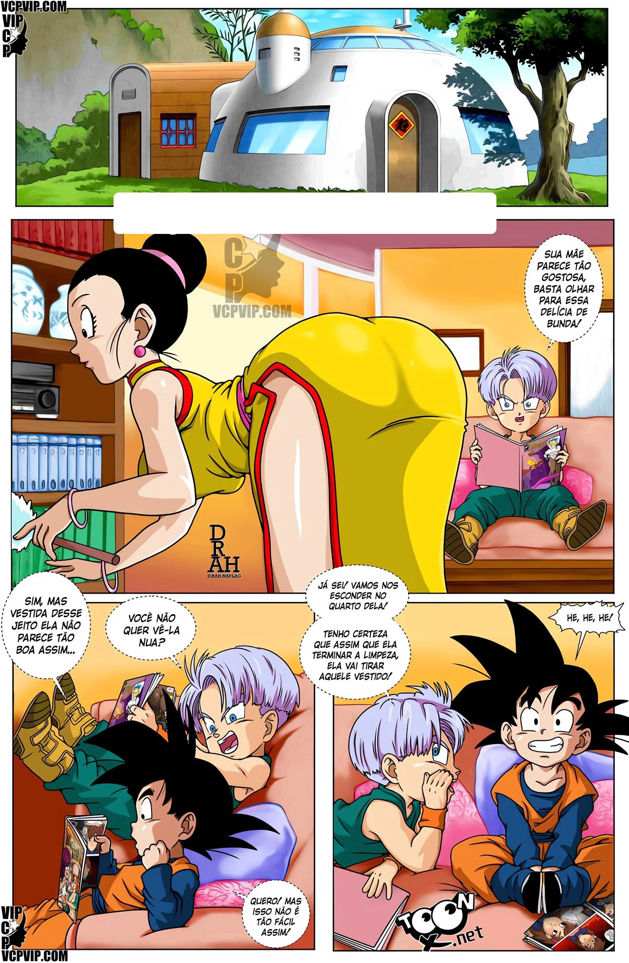 Trunks não resistiu e comeu a buceta da mãe do Goten em HQ Brasileiro!
