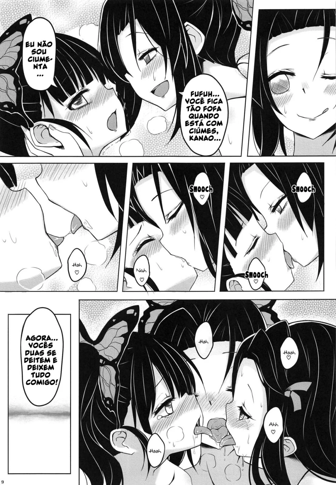 Orgia entre Kimetsu no Yaiba: Kanao Tsuyuri Nezuko Kamado Shinobu Kochou em Hentai HQ Brasileiro