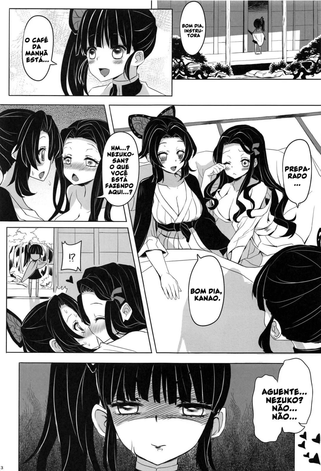 Orgia entre Kimetsu no Yaiba: Kanao Tsuyuri Nezuko Kamado Shinobu Kochou em Hentai HQ Brasileiro